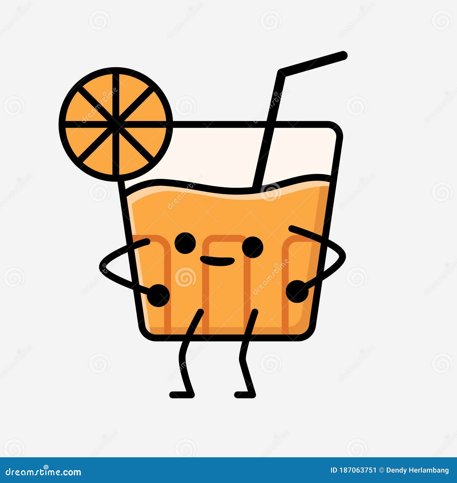 Cute Orange Juice Mascot Vector Character in Flat Design Style Stock