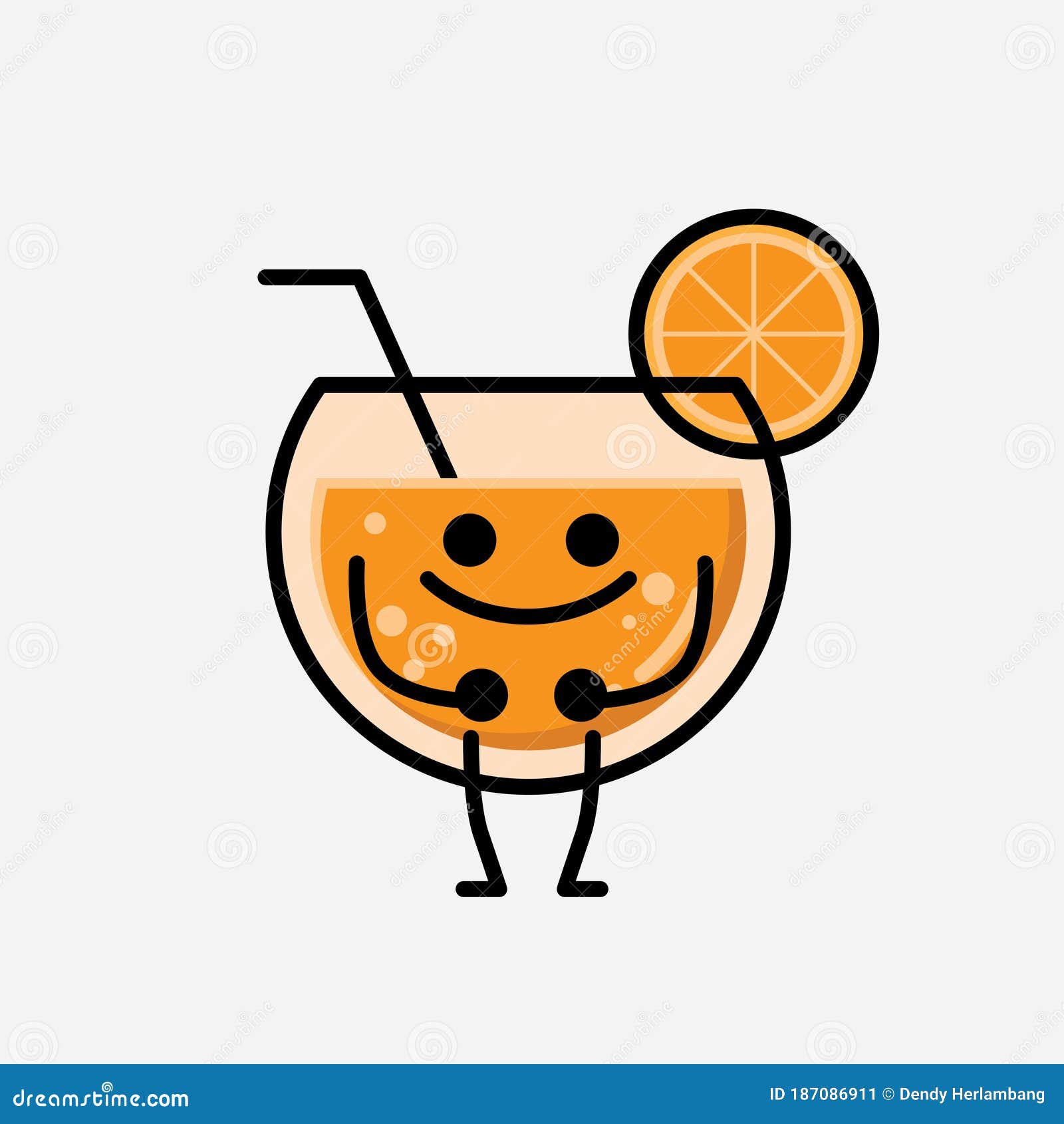 Cute Orange Juice Mascot Vector Character in Flat Design Style Stock Vector Illustration of