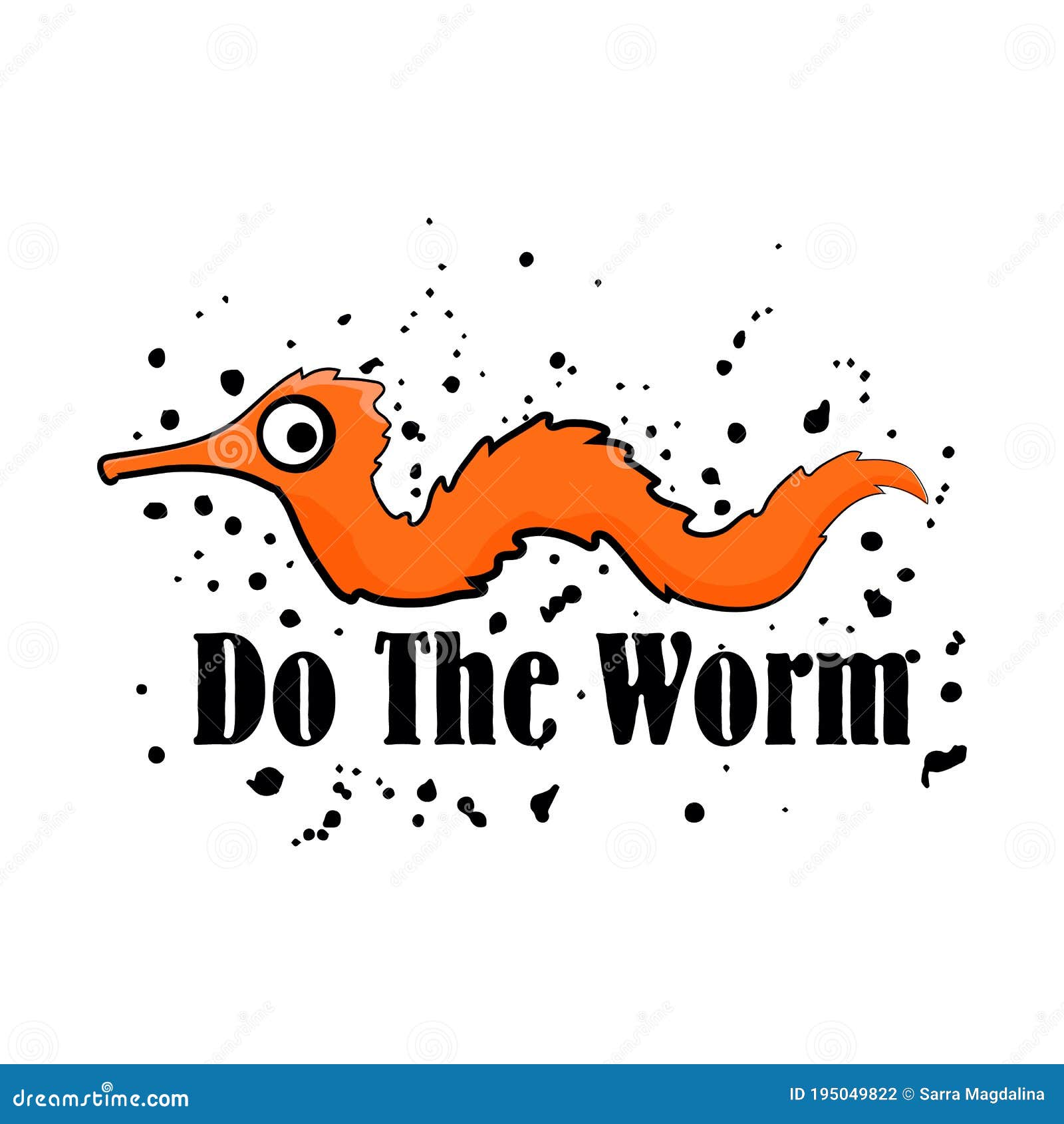 Cute Orange Worm Cartoon, Vector Illustration . Stock Vector