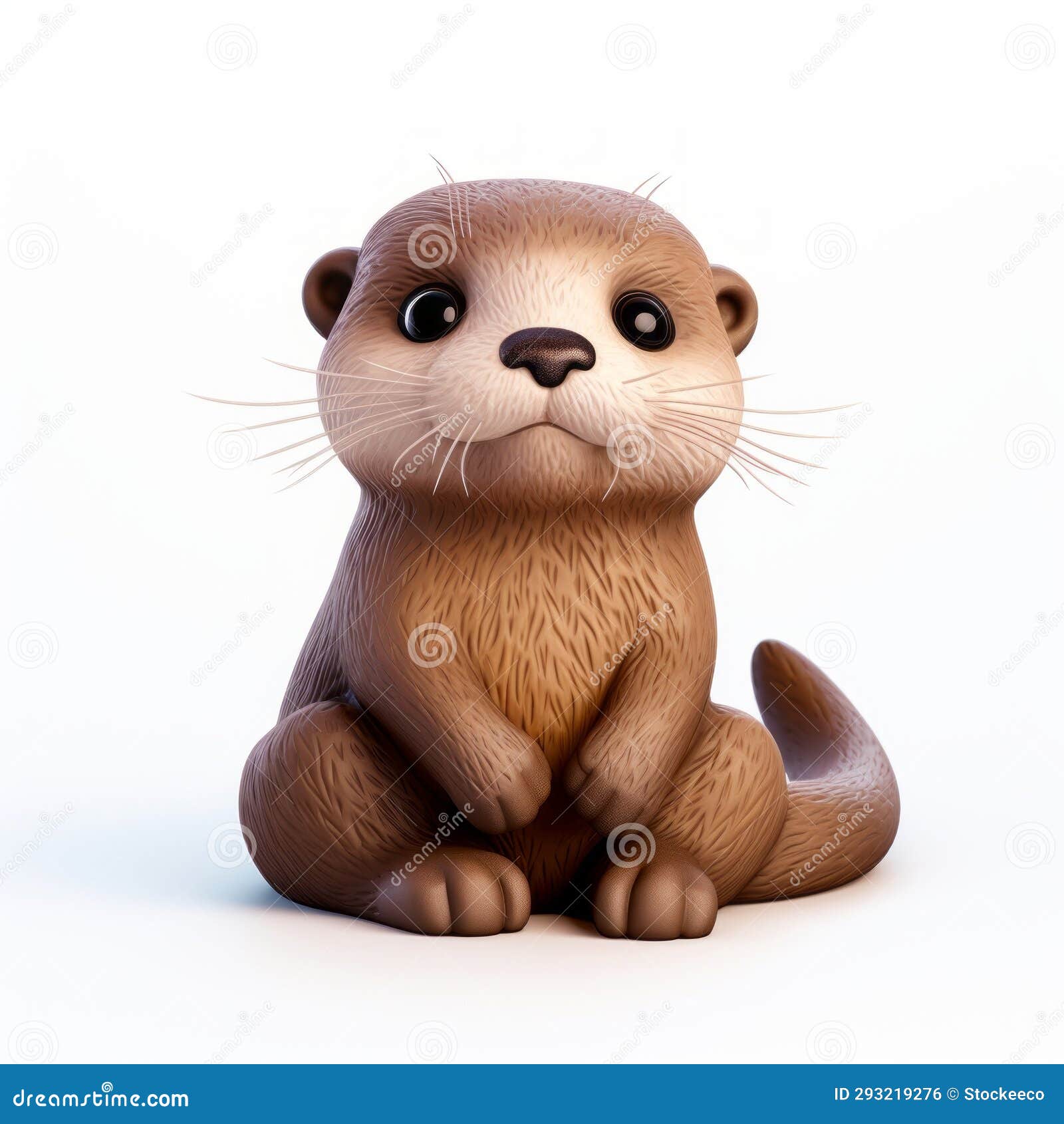 cute otter 3d clay render - vray tracing - uhd image