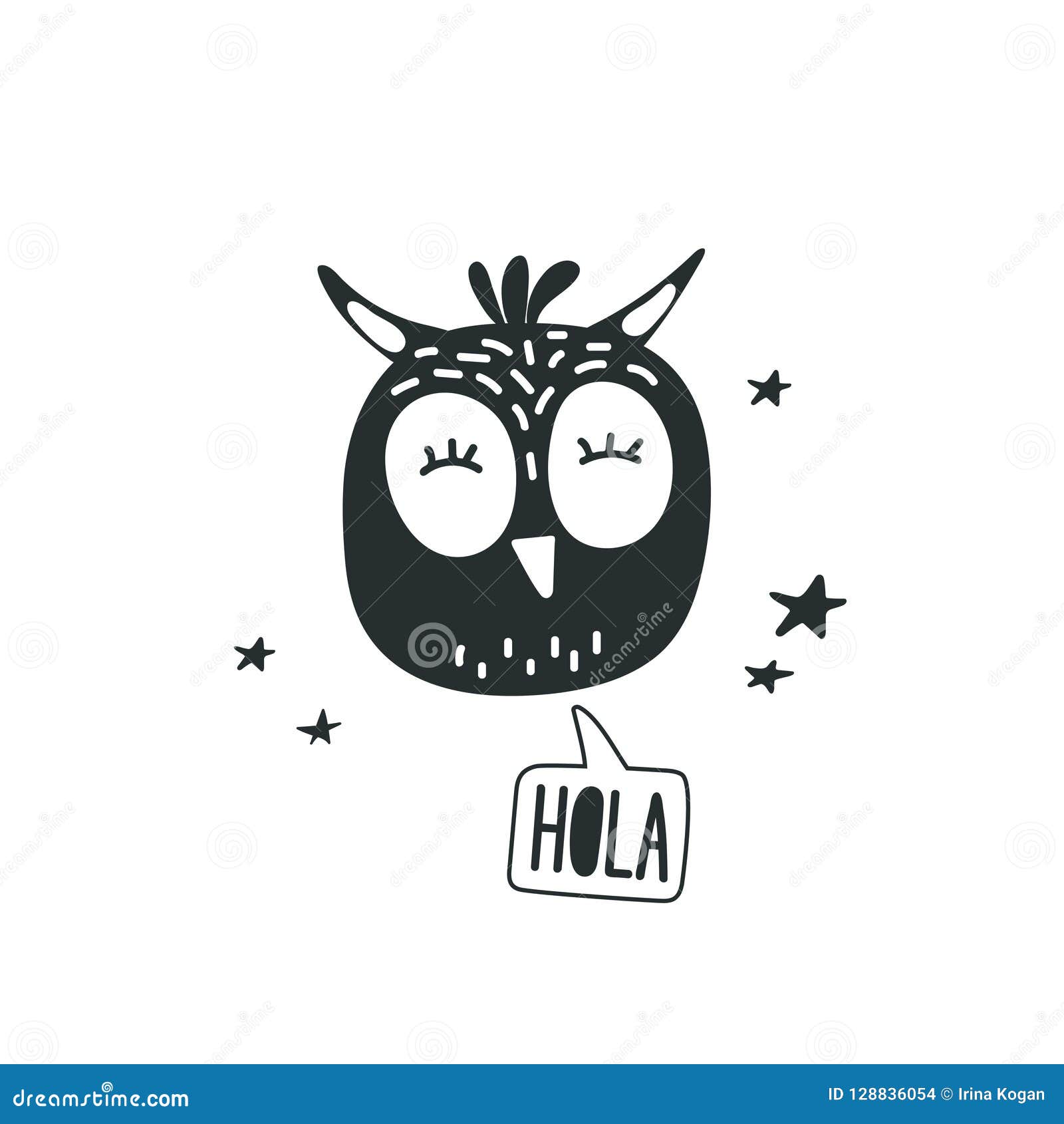 Cute Owl Head Vector Illustration Design Element Clipart