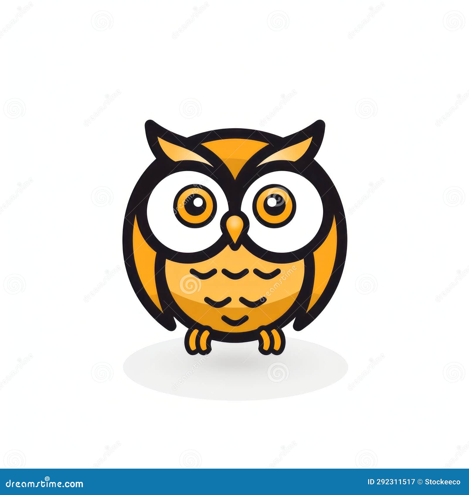 minimalistic 2d owl logo with lively movement and detailed s