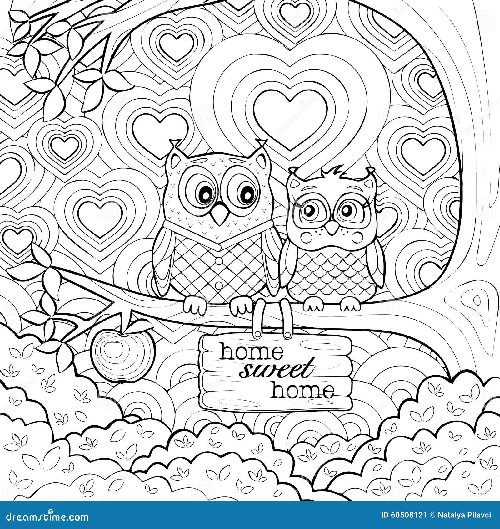 Cute Owls Art Therapy Coloring Page