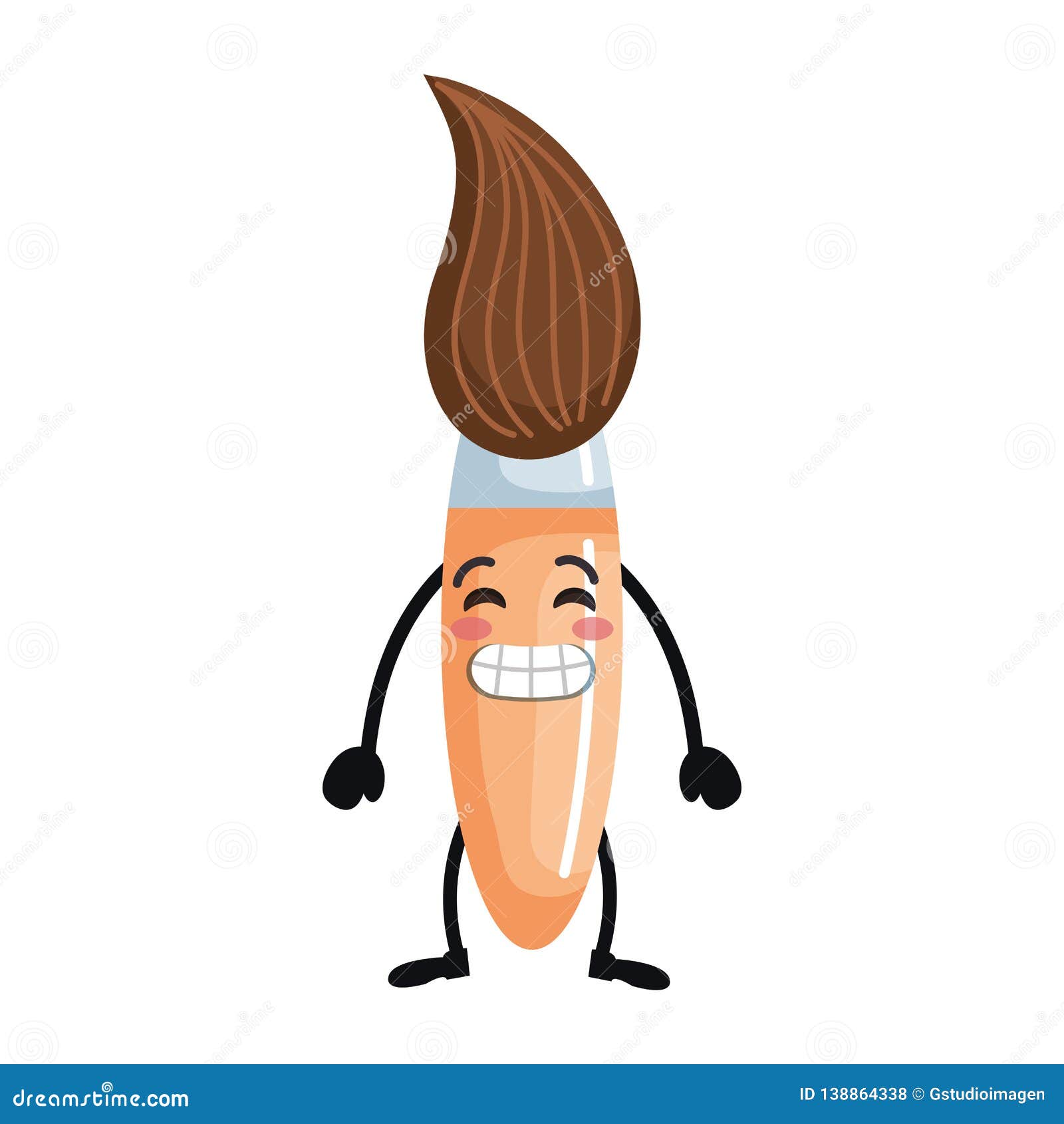 Cute Paint Brush Kawaii Character Stock Vector Illustration of cute