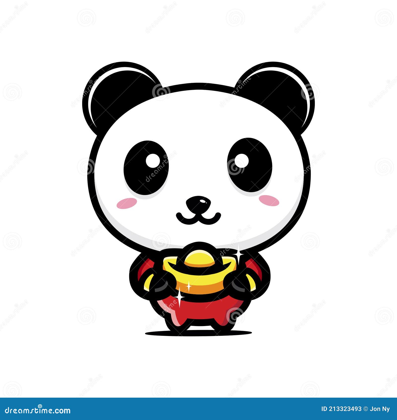 Cute Panda Animal Cartoon Characters Wearing Chinese New Year Costumes  while Carrying Gold Coins Stock Vector - Illustration of climbing, hairy:  213323493