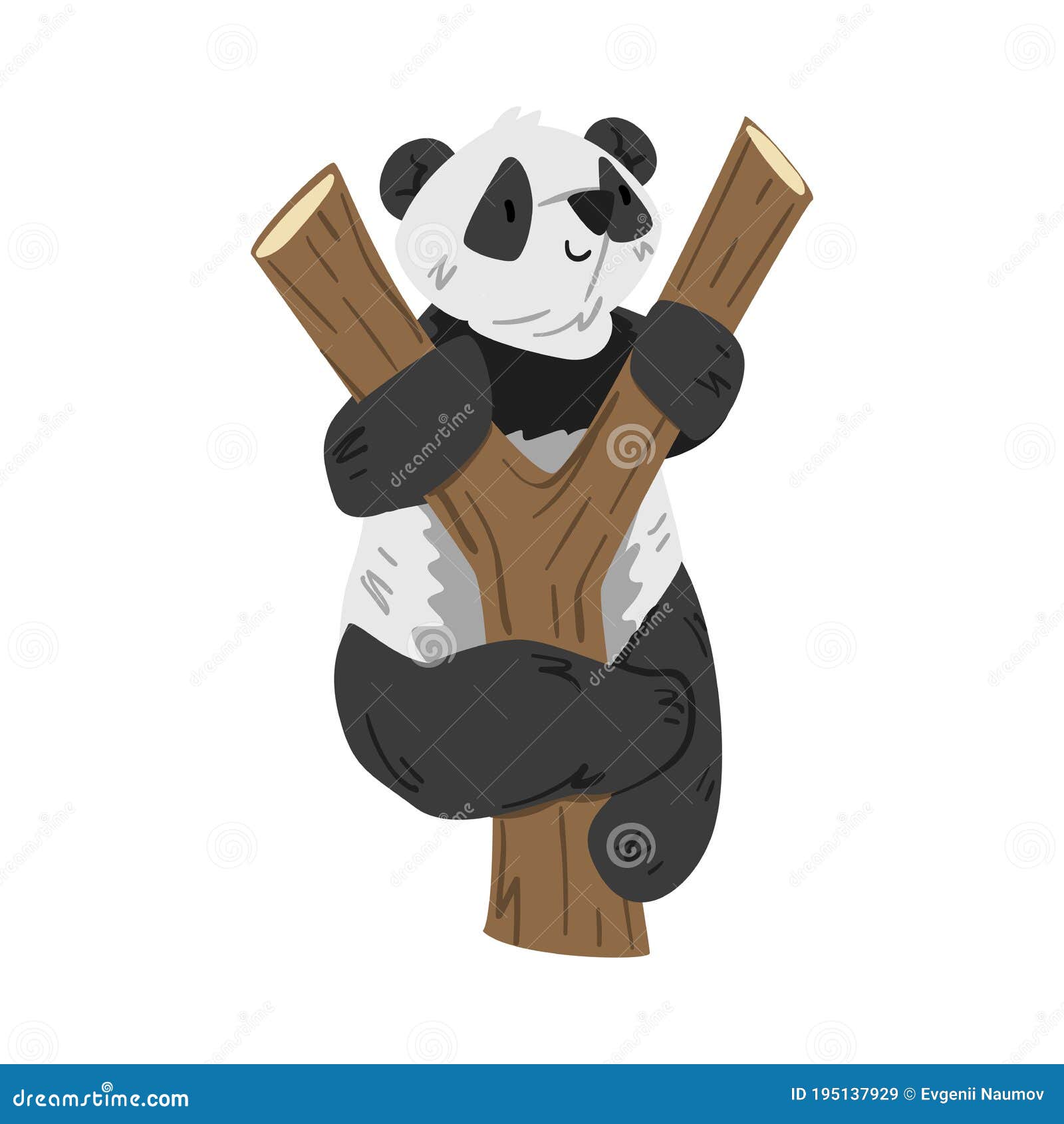 Premium Vector, Cute little panda hanging in the tree