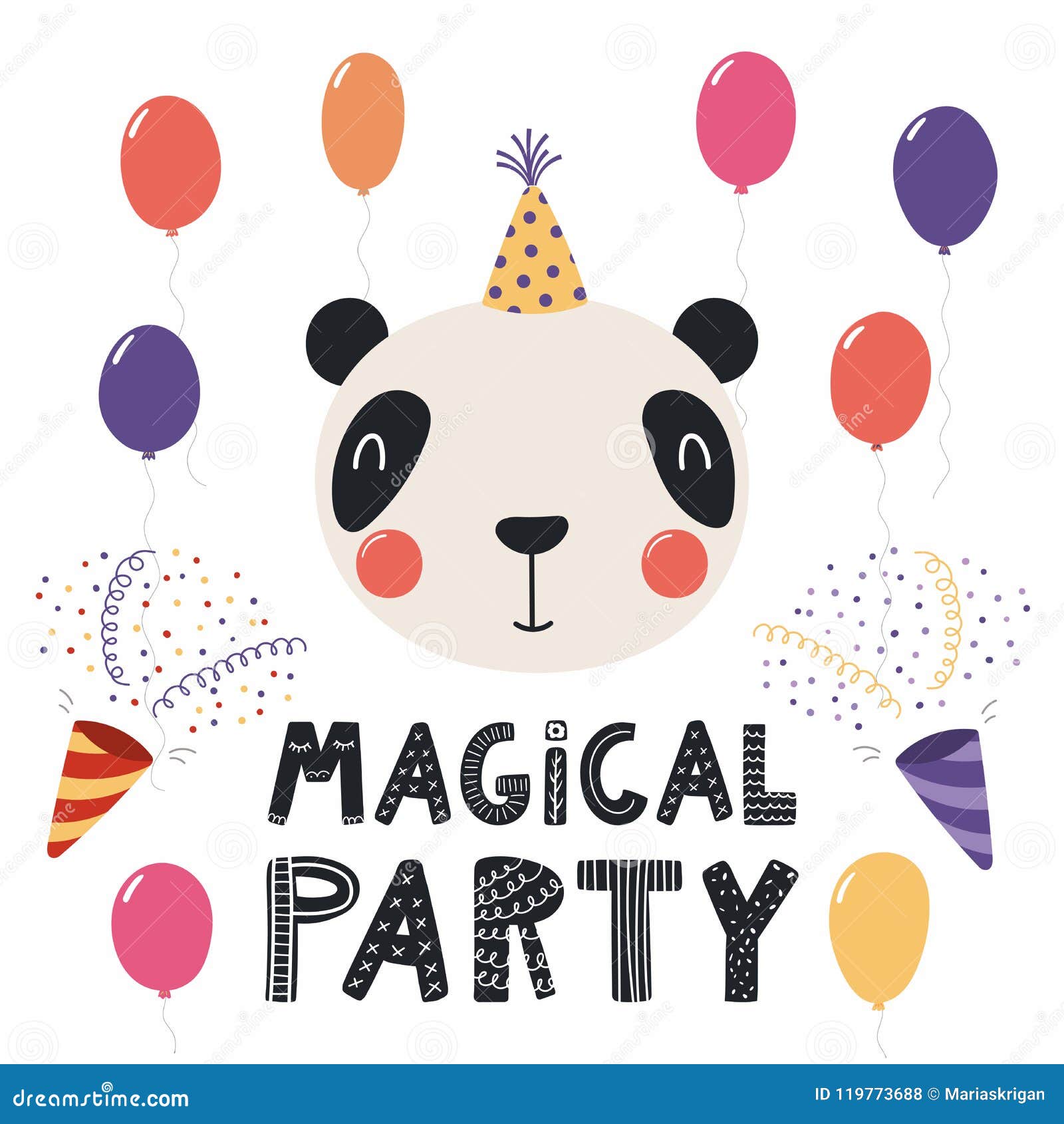 Download Cute panda birthday card stock vector. Illustration of ...
