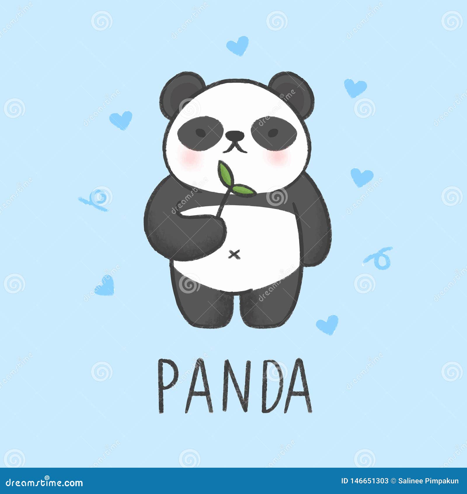 Cute Panda Cartoon Hand Drawn Style Stock Illustration - Illustration of  emotion, childhood: 146651303