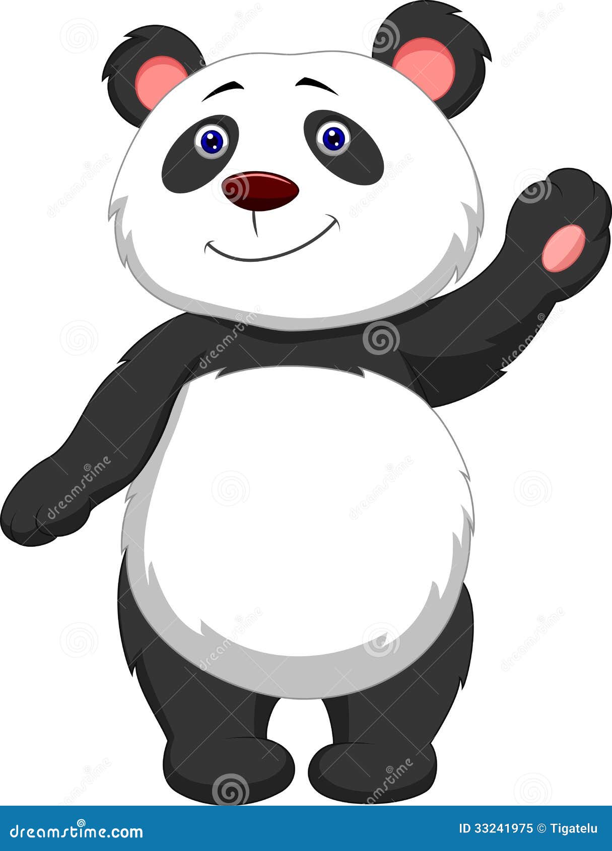Cute panda cartoon waving stock vector. Illustration of ...