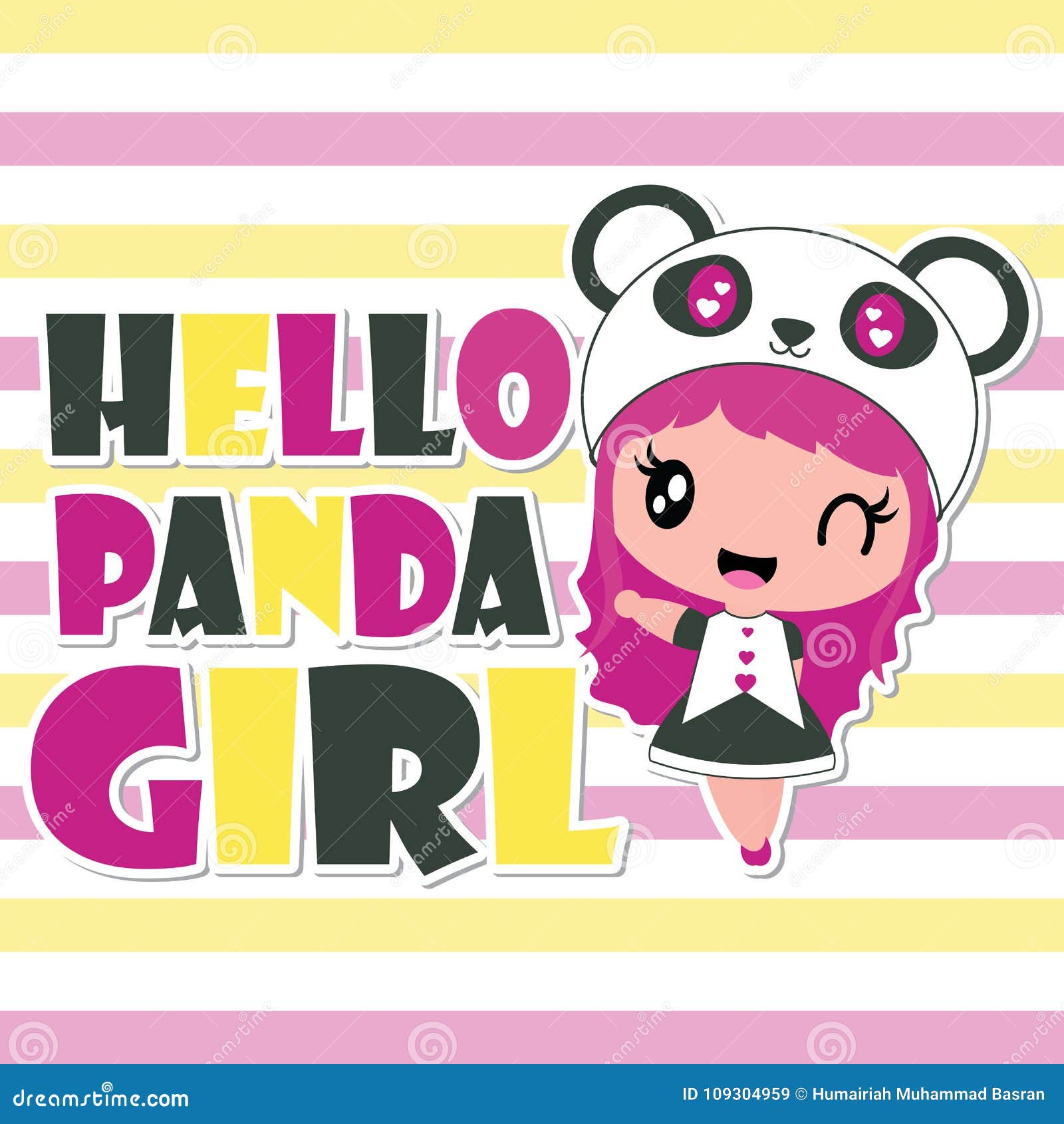 Cute Panda Girl Cartoon Illustration for Kid T-shirt Background Design  Stock Illustration - Illustration of lovely, cute: 109304959