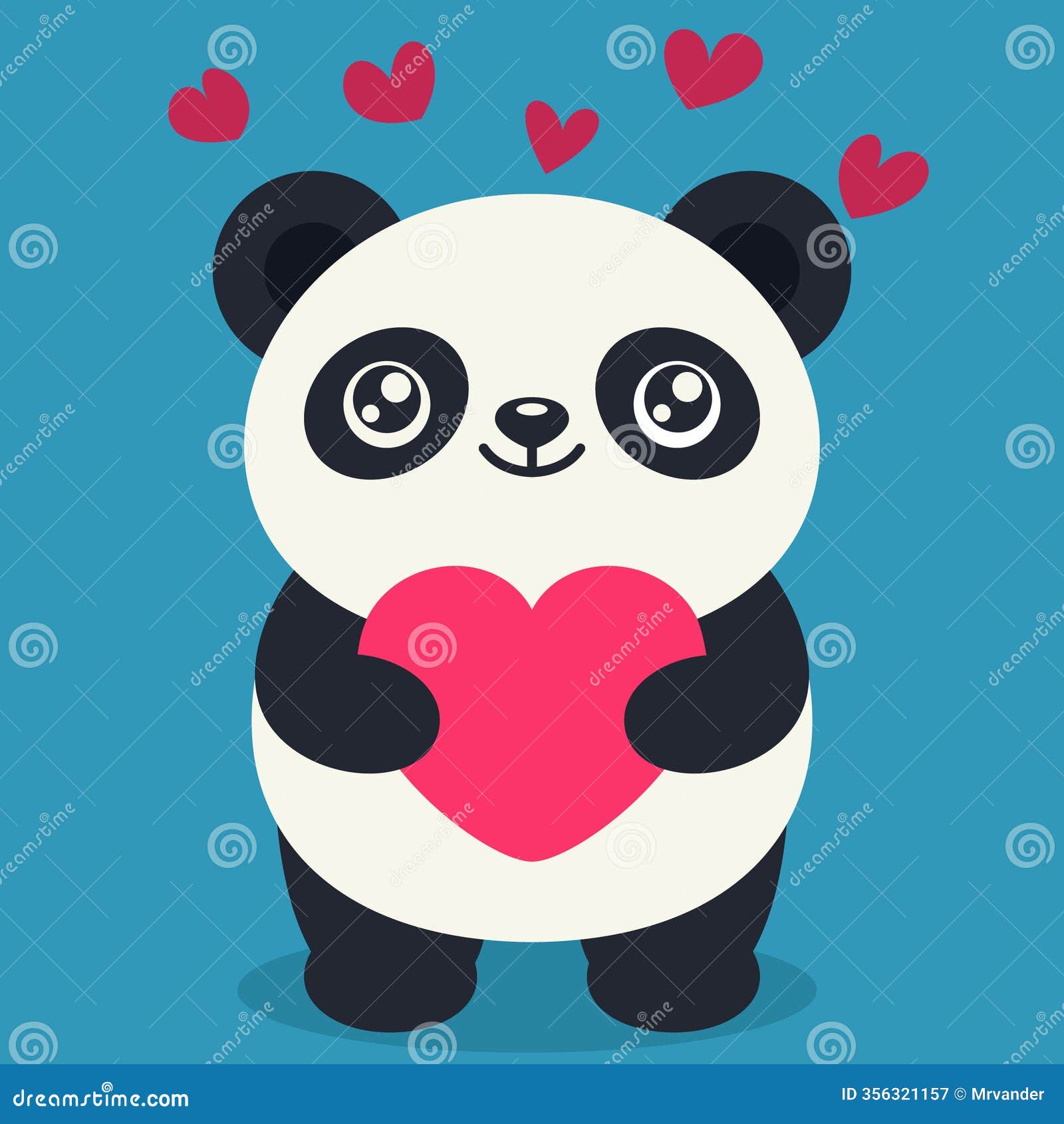 cute panda with heart. valentines day card.  