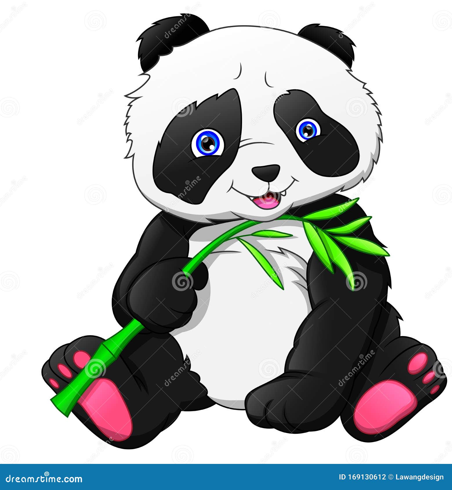 Cute panda holding bamboo stock vector. Illustration of animal - 169130612