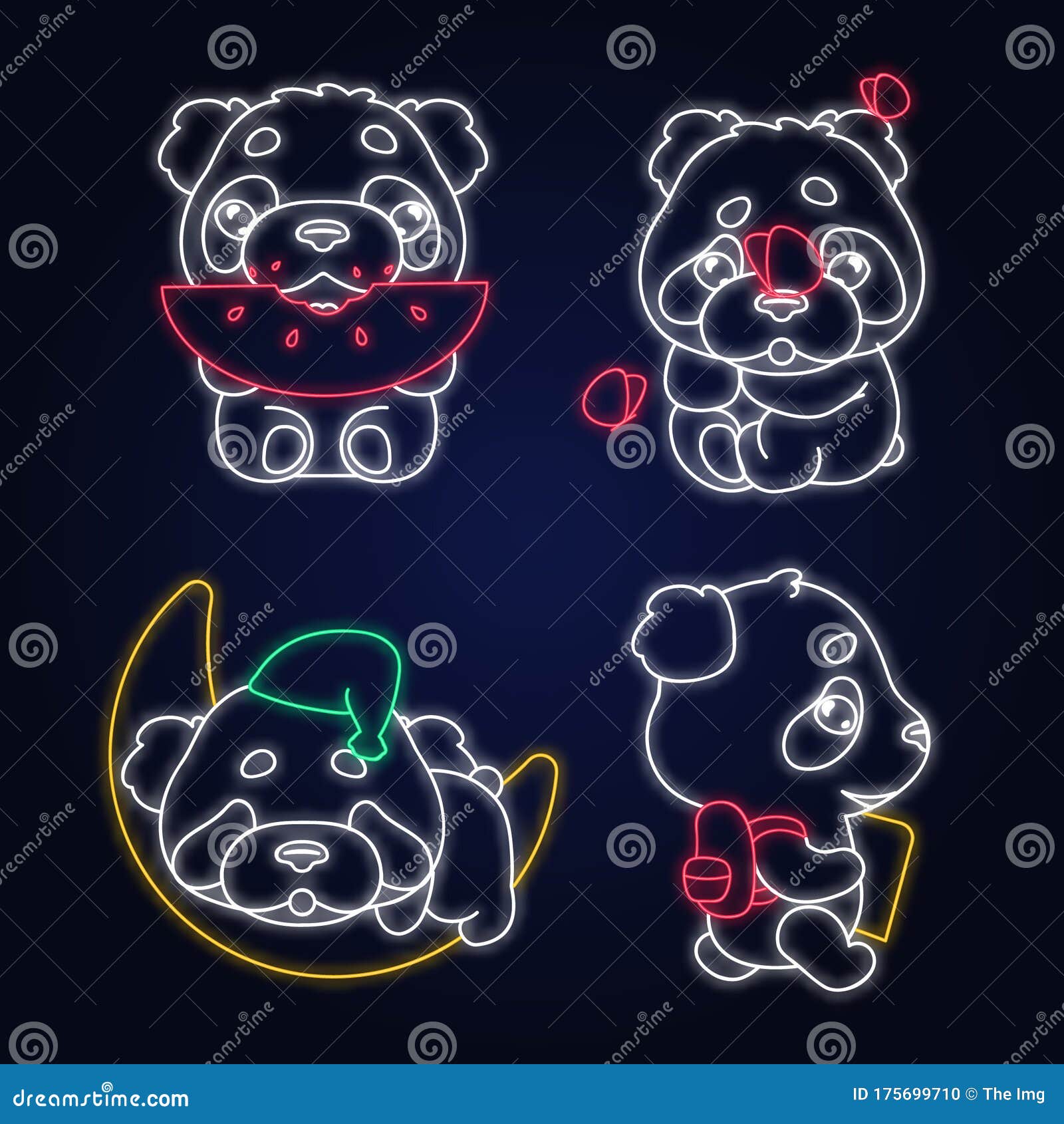 Cute Panda Kawaii Cartoon Vector Characters Set Stock Vector - Illustration  of funny, anime: 175699577