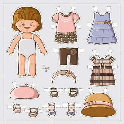 Cute paper doll stock vector. Illustration of circle - 43494530