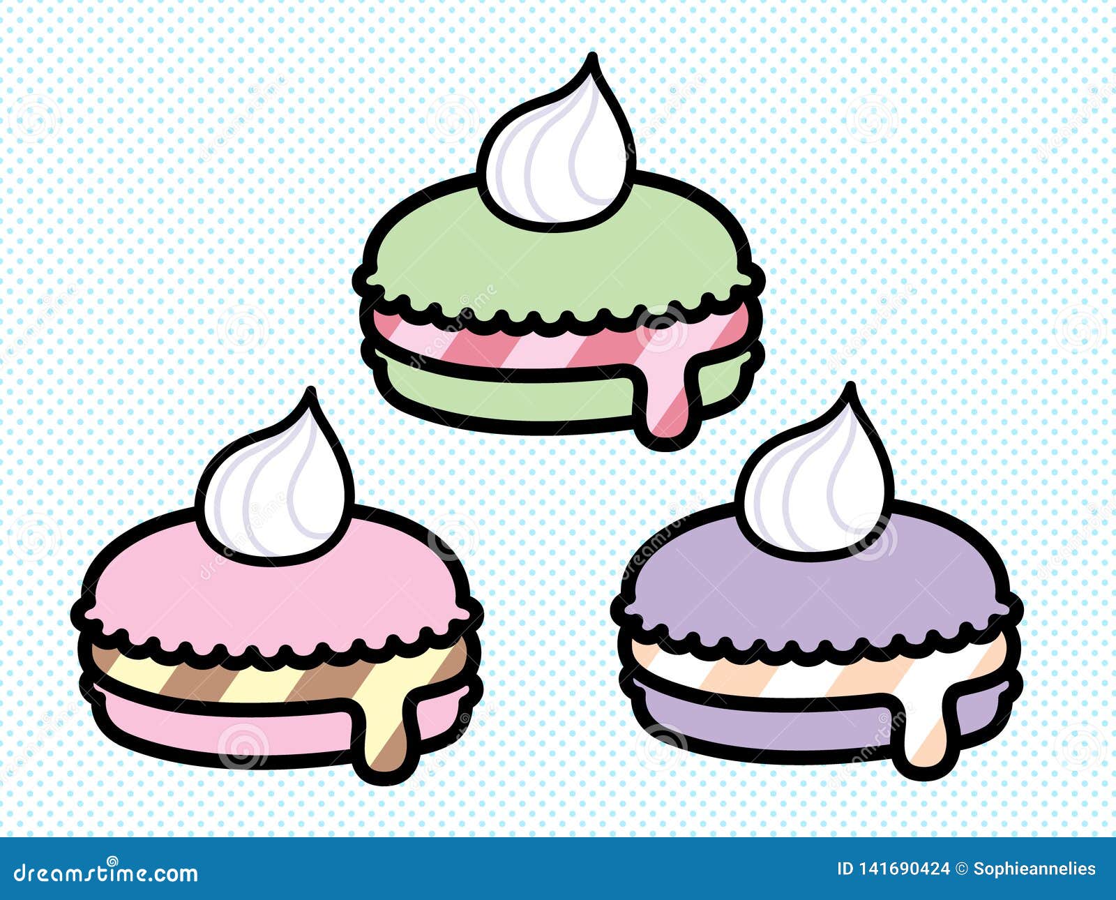 Cute Pastel Macarons Vector Set Stock Illustration - Illustration of ...