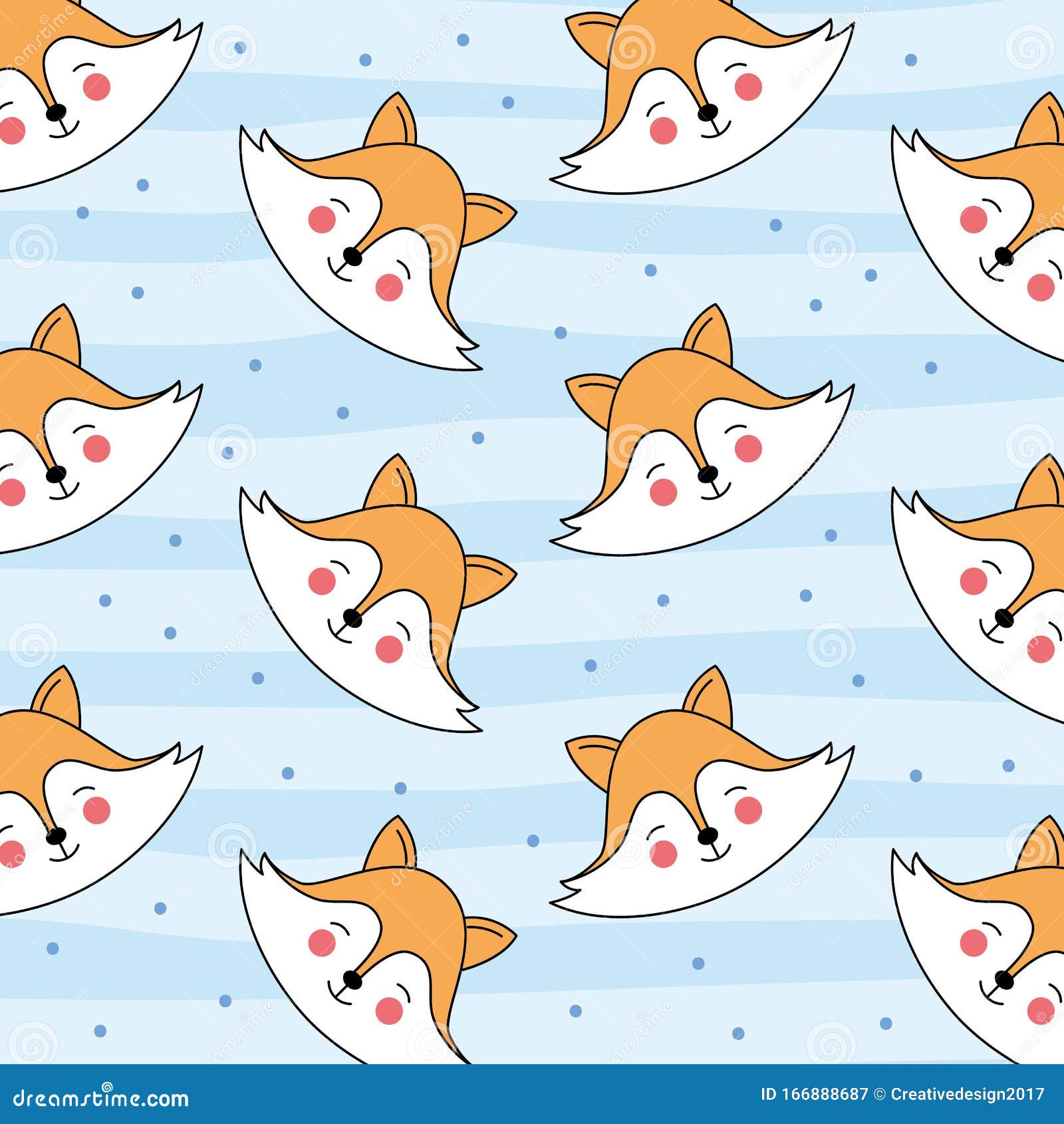 Download Cute Baby Fox Pattern. Vector Stock Vector - Illustration ...