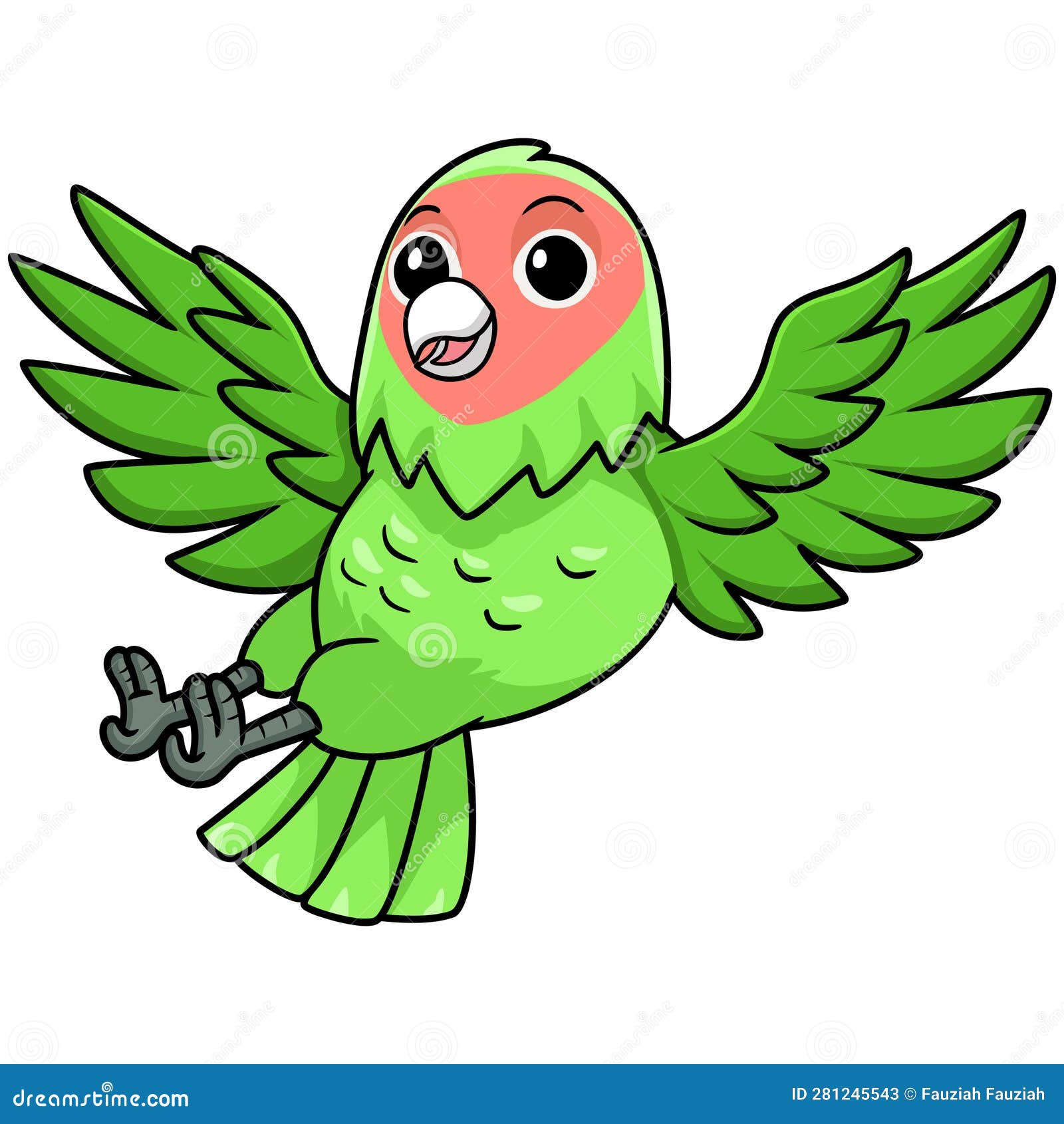 Cute Peach Faced Love Bird Cartoon Flying Stock Vector - Illustration ...