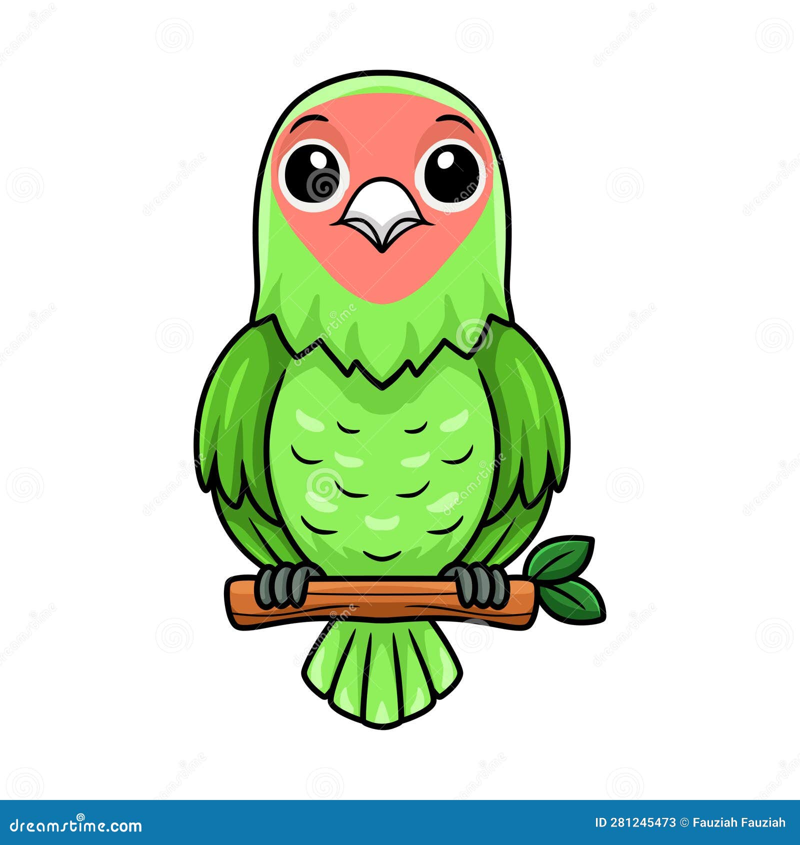 Cute Peach Faced Love Bird Cartoon on Tree Branch Stock Vector ...