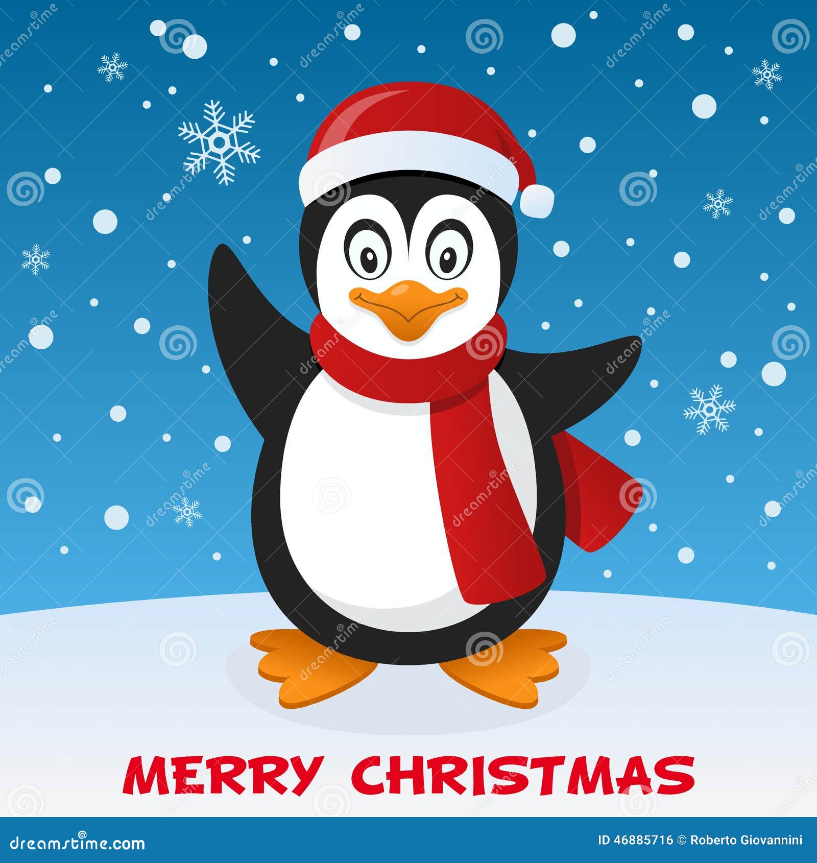 Cute Penguin Christmas on the Snow Stock Vector - Illustration of  happiness, december: 46885716