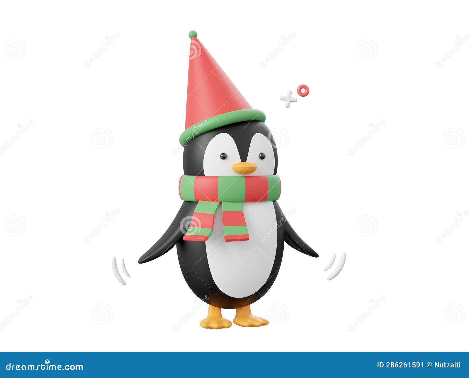 Cute Penguin, Christmas Theme Elements Stock Illustration