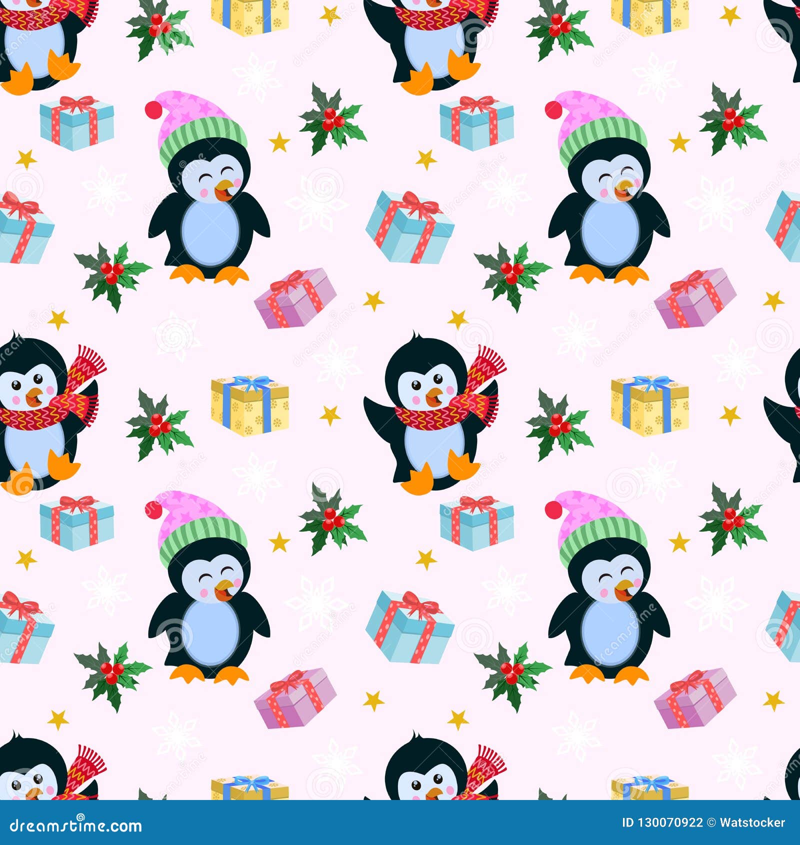 Cute Penguin And Gift Seamless Pattern. Stock Vector - Illustration of ... Cute Winter Penguin Wallpaper