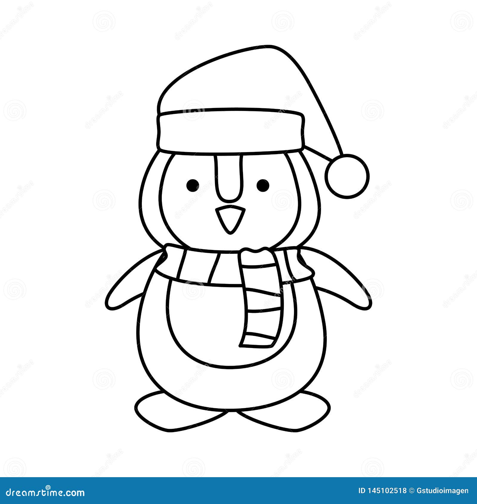 Cute Penguin with Santa Claus Hat Stock Vector - Illustration of animal ...