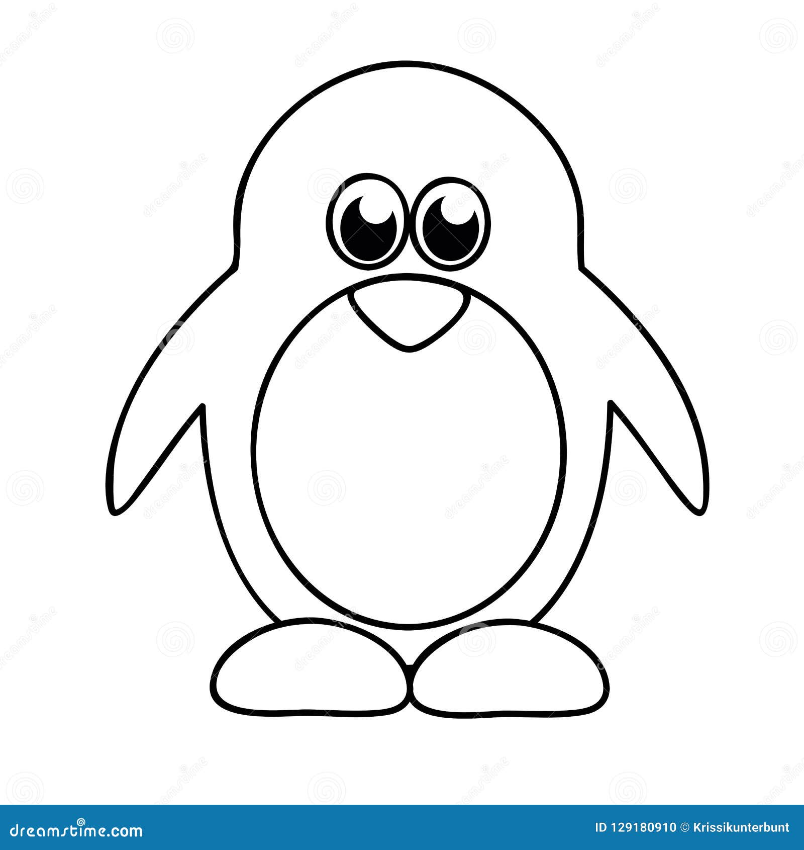 Cute Penguin Simple Icon Pictogram Outline Stock Vector