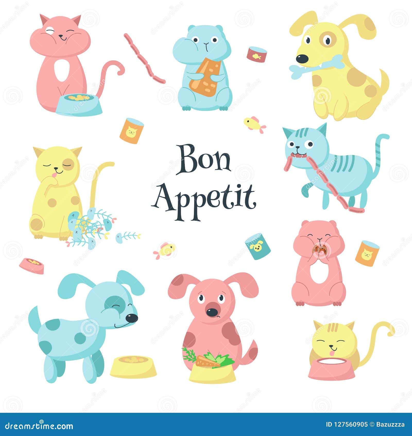 Cute Pet Animals Eating Food Vector Icon Set Stock Vector - Illustration of kitten, bright: 127560905 Cute Pet Animals Eating Food Vector Icon Set Stock Vector - Illustration of kitten, bright: 127560905