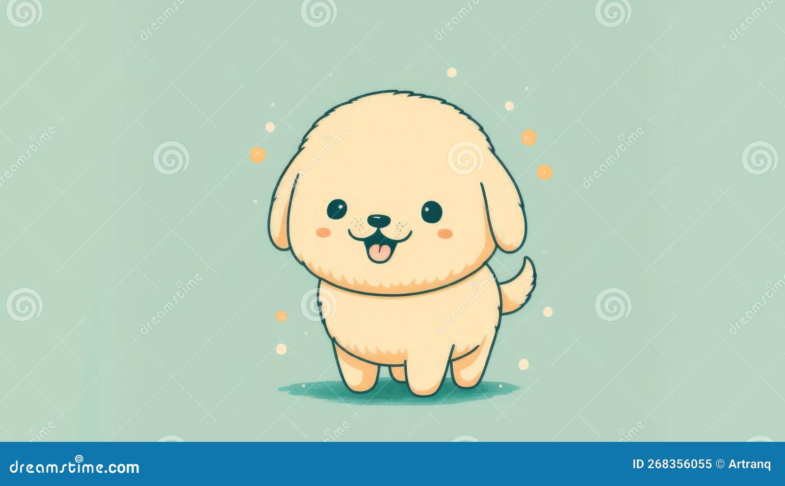 Cute Picture with a Puppy . Cartoon Happy Small Drawn Animals Stock ...