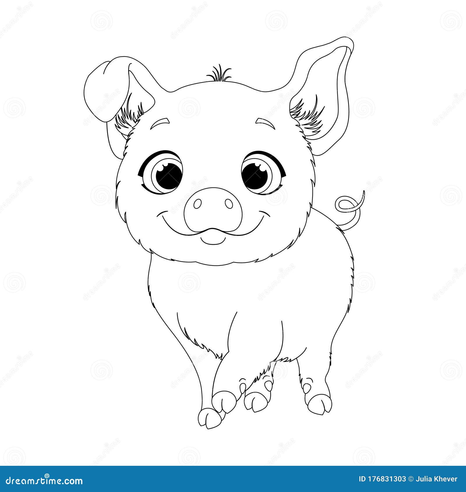 Coloring Page for Kids with Little Pig. Stock Vector ...