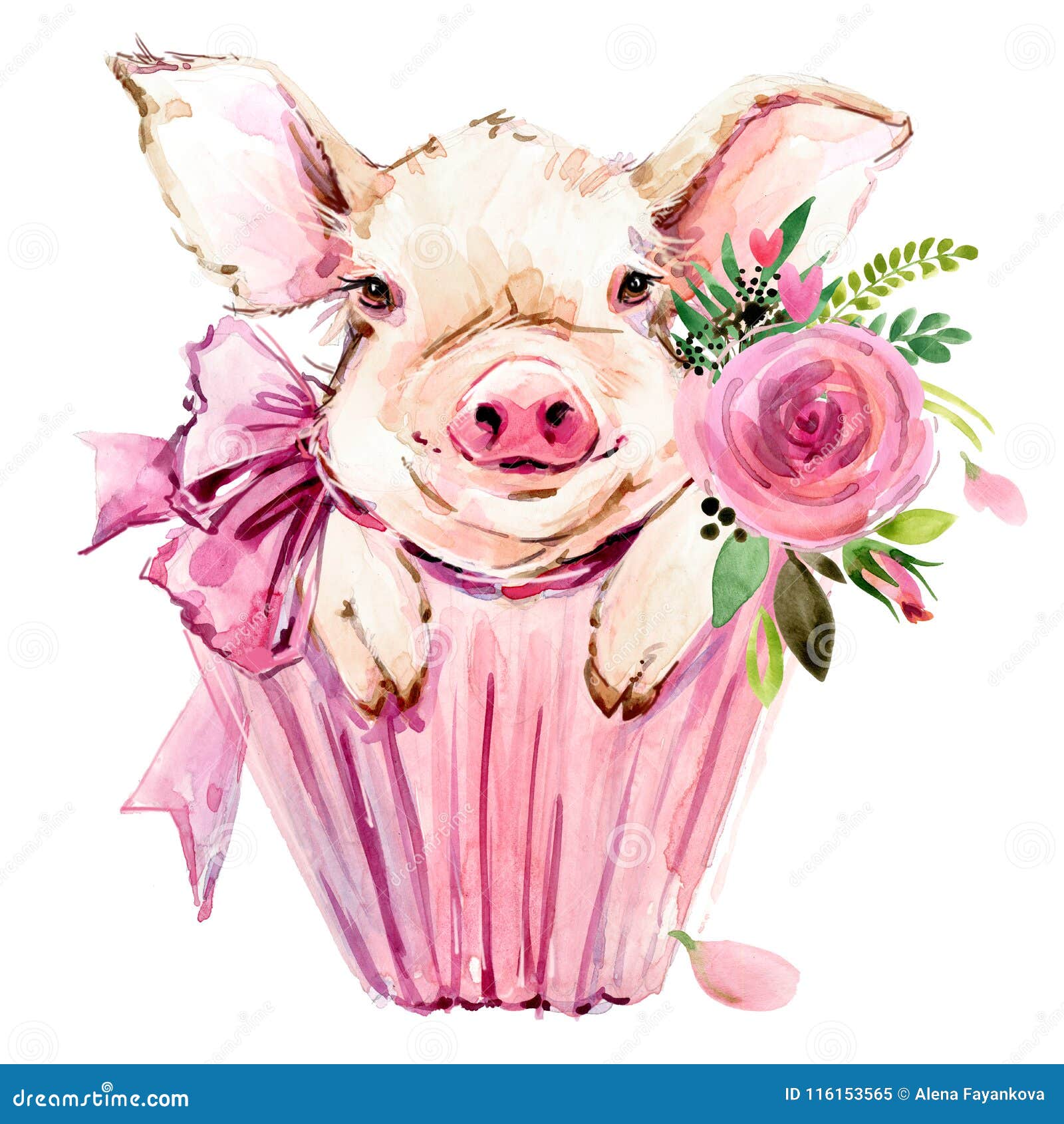 Download Cute Pig Watercolor Illustration Stock Illustration - Illustration of nature, card: 116153565