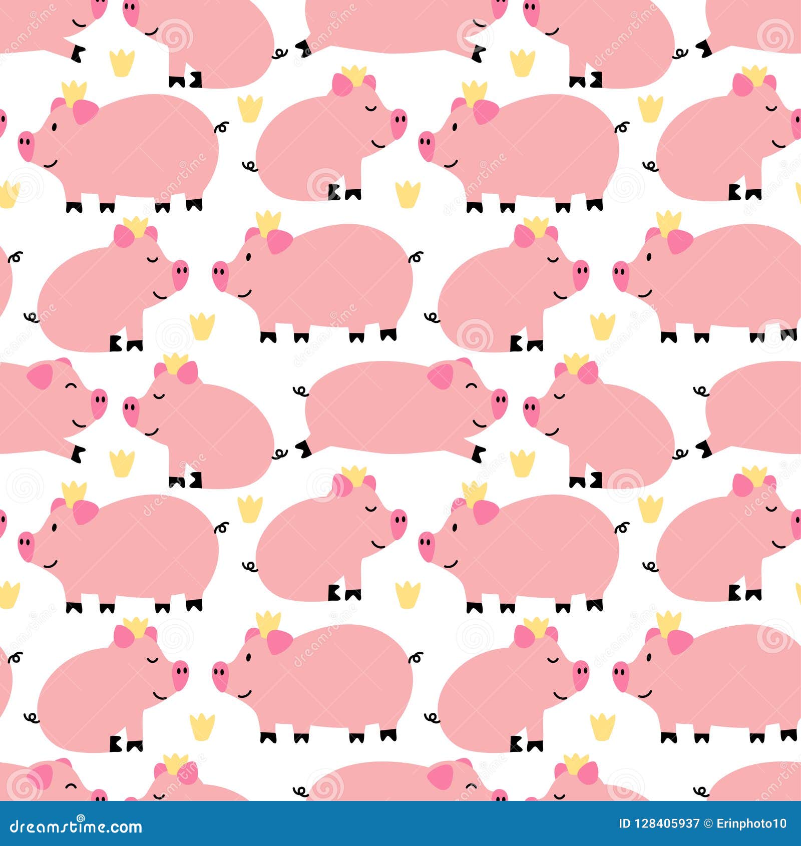 Cute Pigs Seamless Pattern Background Stock Vector - Illustration of  graphic, background: 128405937