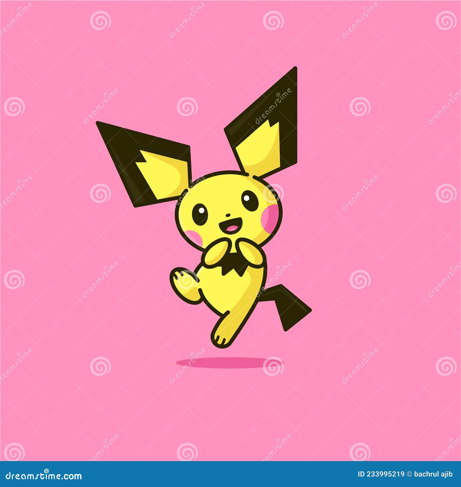 Cute pikachu illustration stock illustration. Illustration of cute -  233995219
