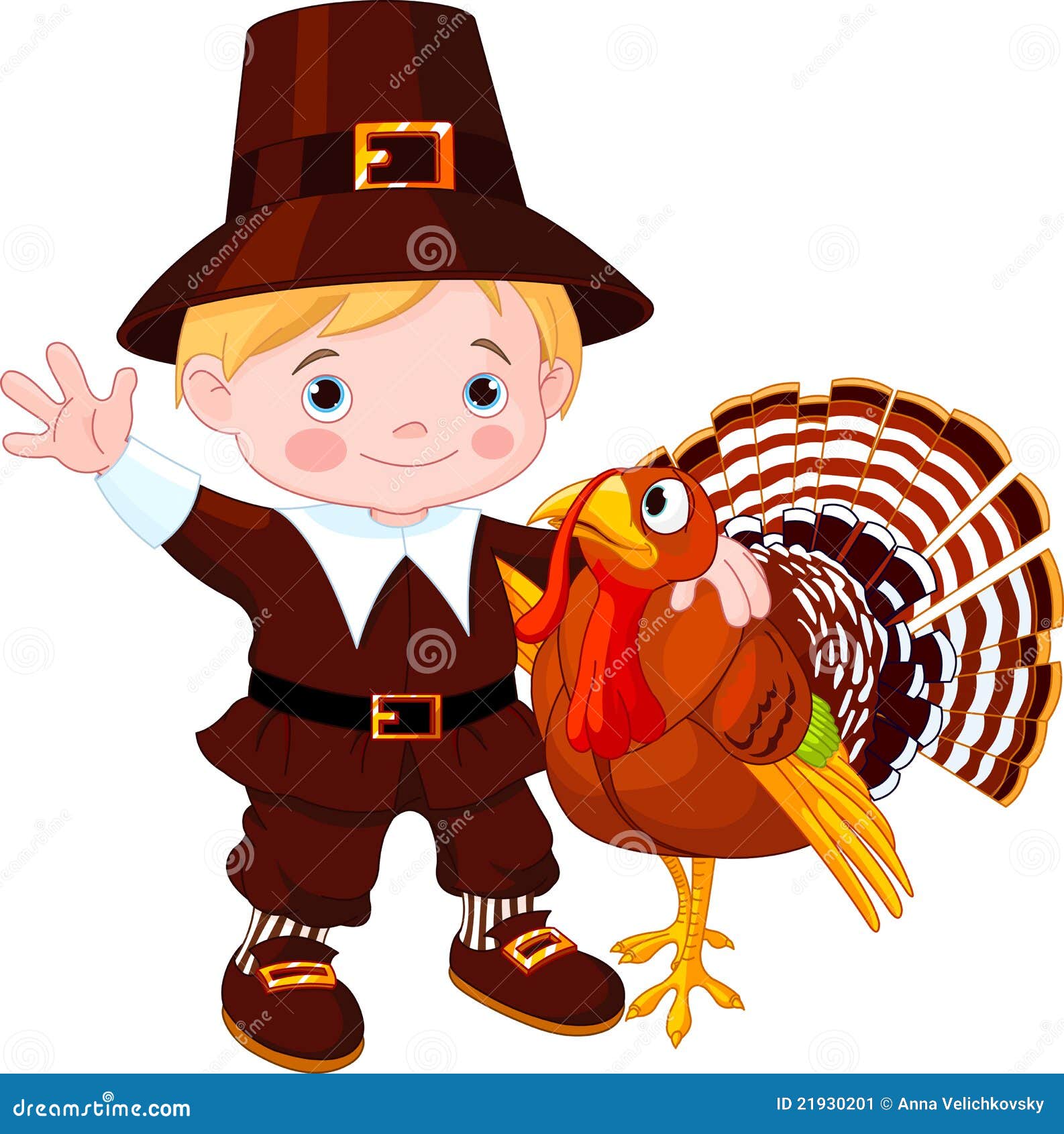 cute pilgrim and turkey