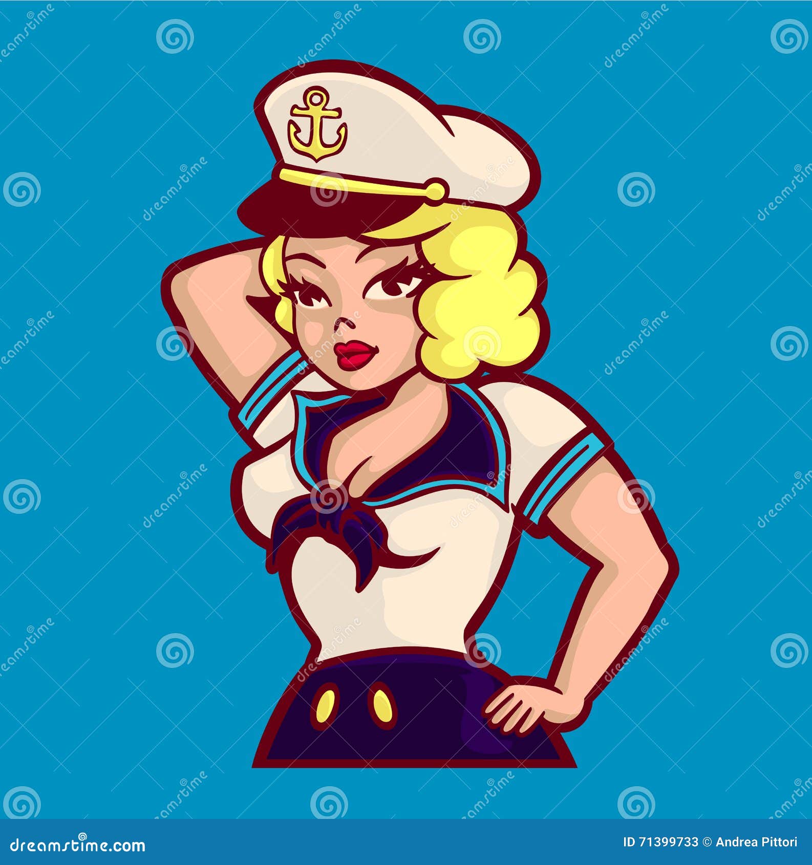 cute pin-up girl in sailor suit  