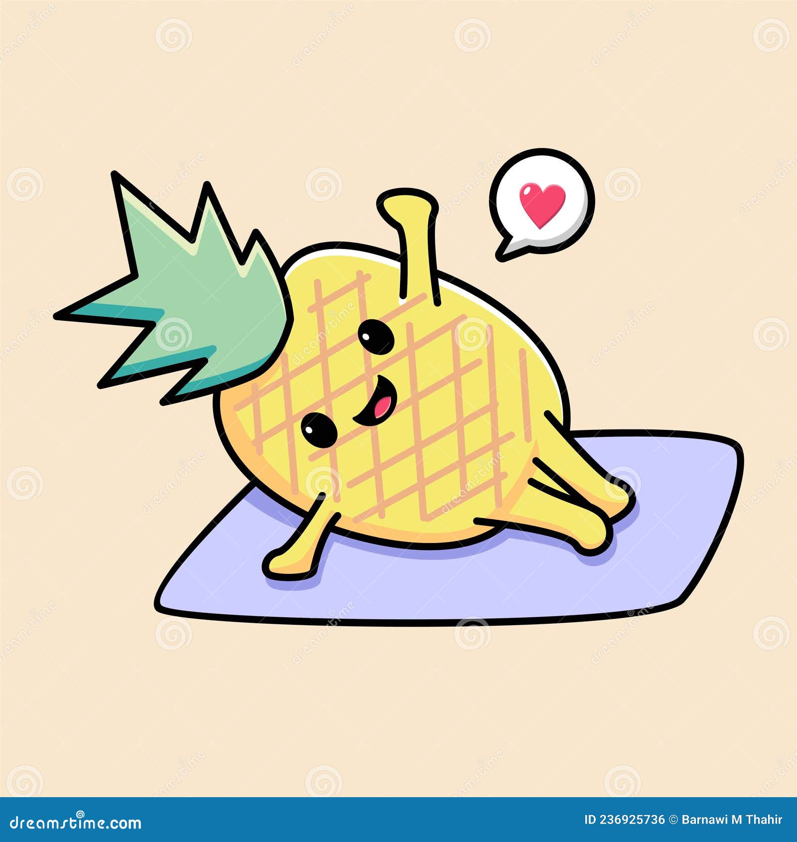 Cute Pineapple Doing Yoga Cartoon Stock Vector Illustration of juice