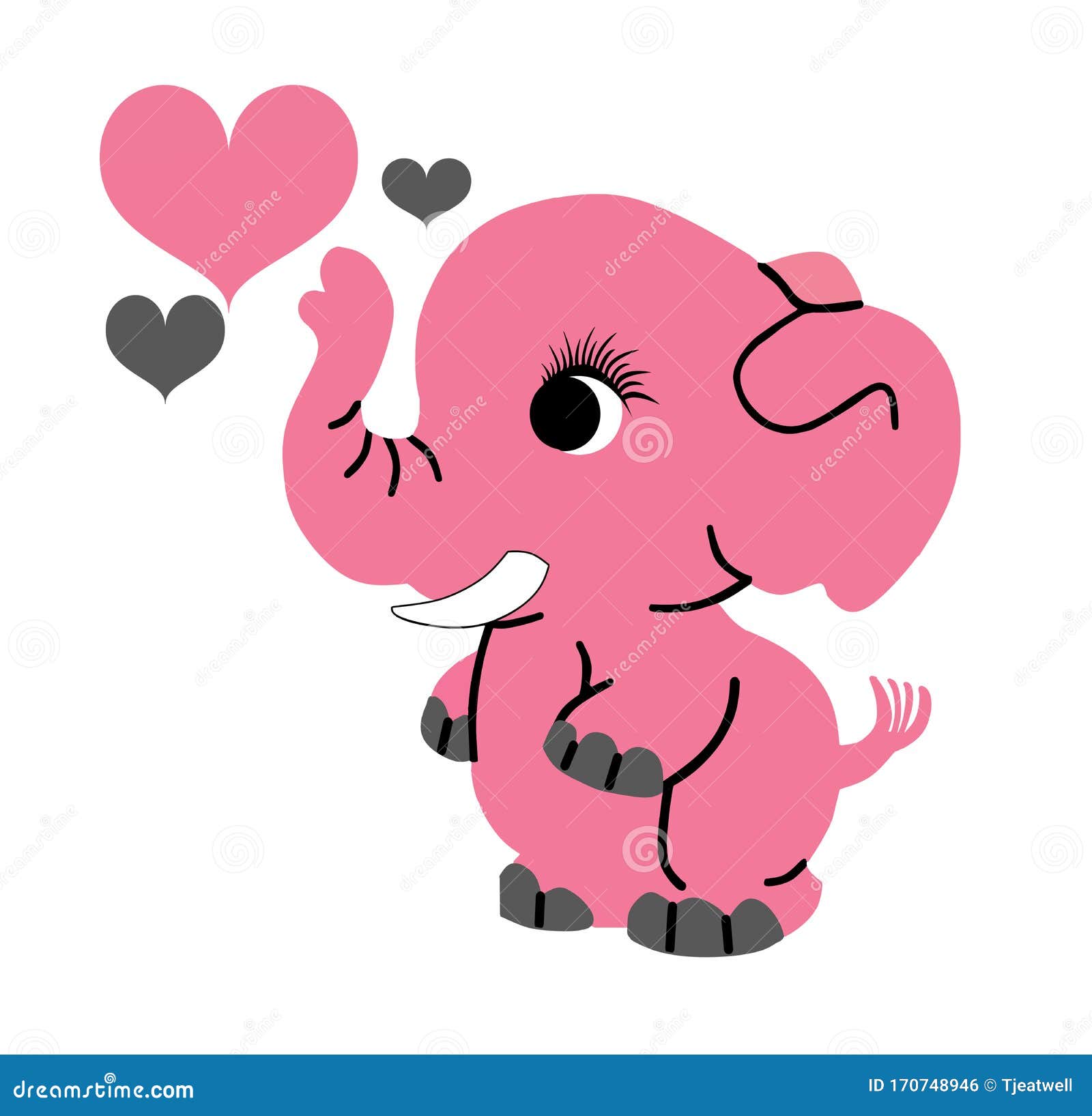 Pink Heart Nursery Elephant Wall Art,Pink Heart Love Girl Elephant Nursery decor.Pink hearts Baby Girl,Pink Hearts Love Baby Girl Wall Art