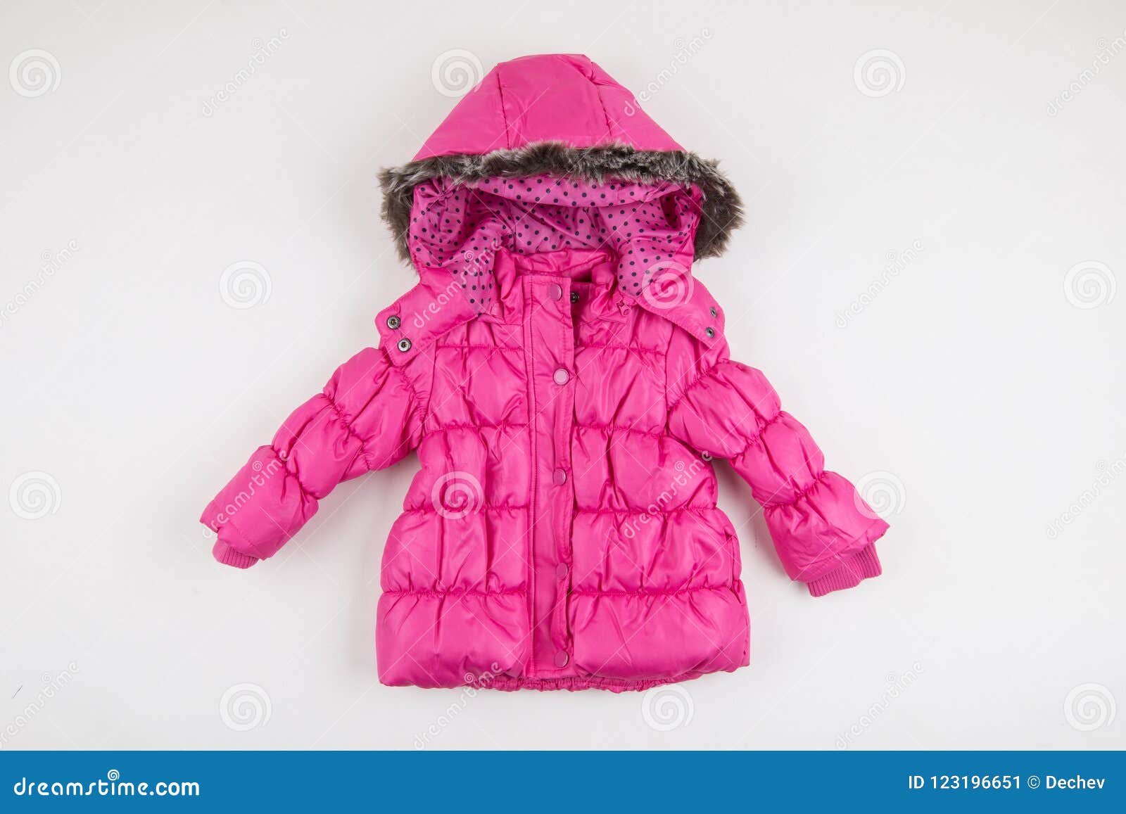 Cute Pink Children`s Winter Jacket Stock Image - Image of clothes ...