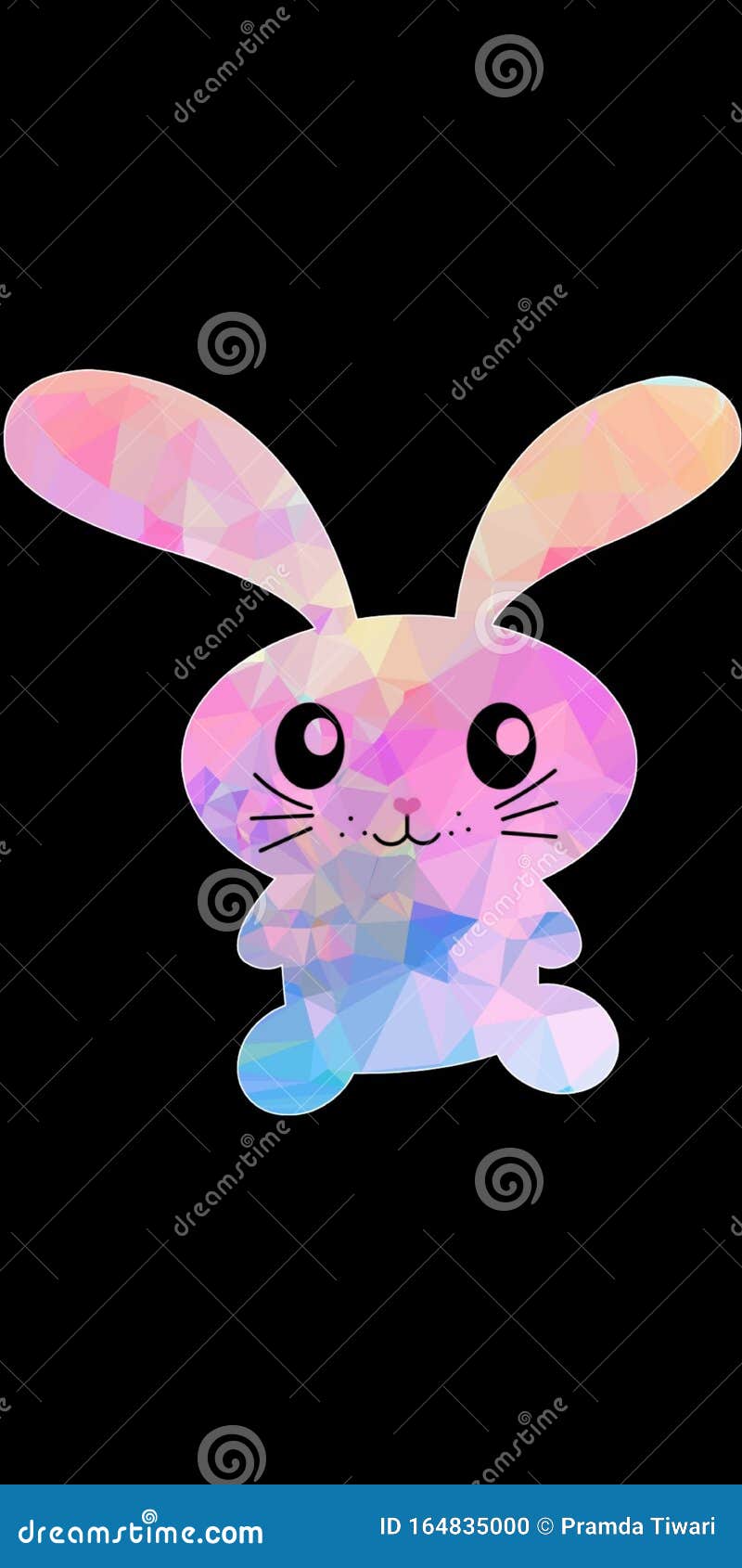 Cute Pink And Light Blue Bunny Rabbit Vector With Black Dark