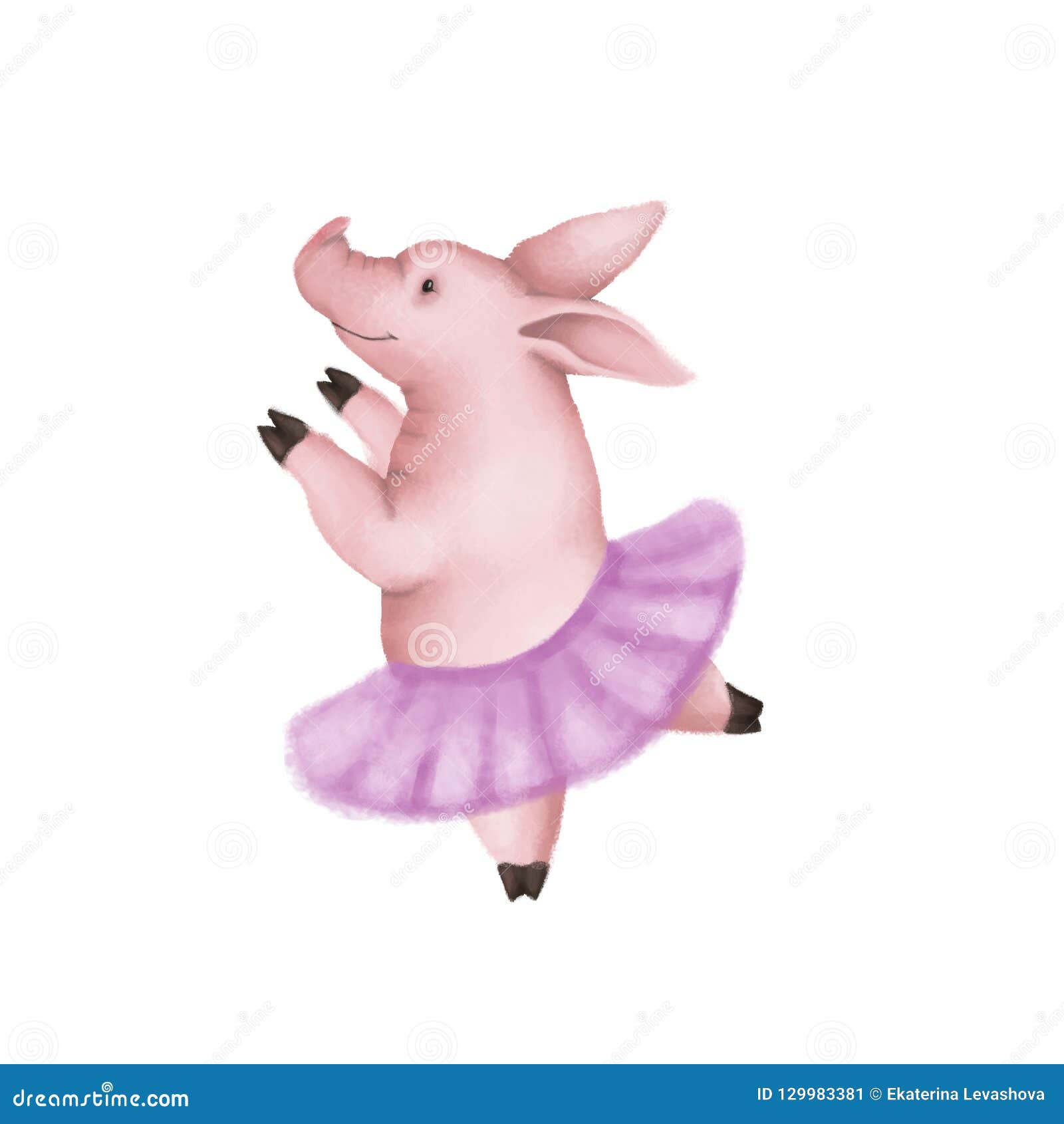 Cute Pink Pig Ballerina. in a Pink Skirt Dancing. Isolated on White Background. Symbol 2019 Stock Illustration - Illustration of woolen, 129983381