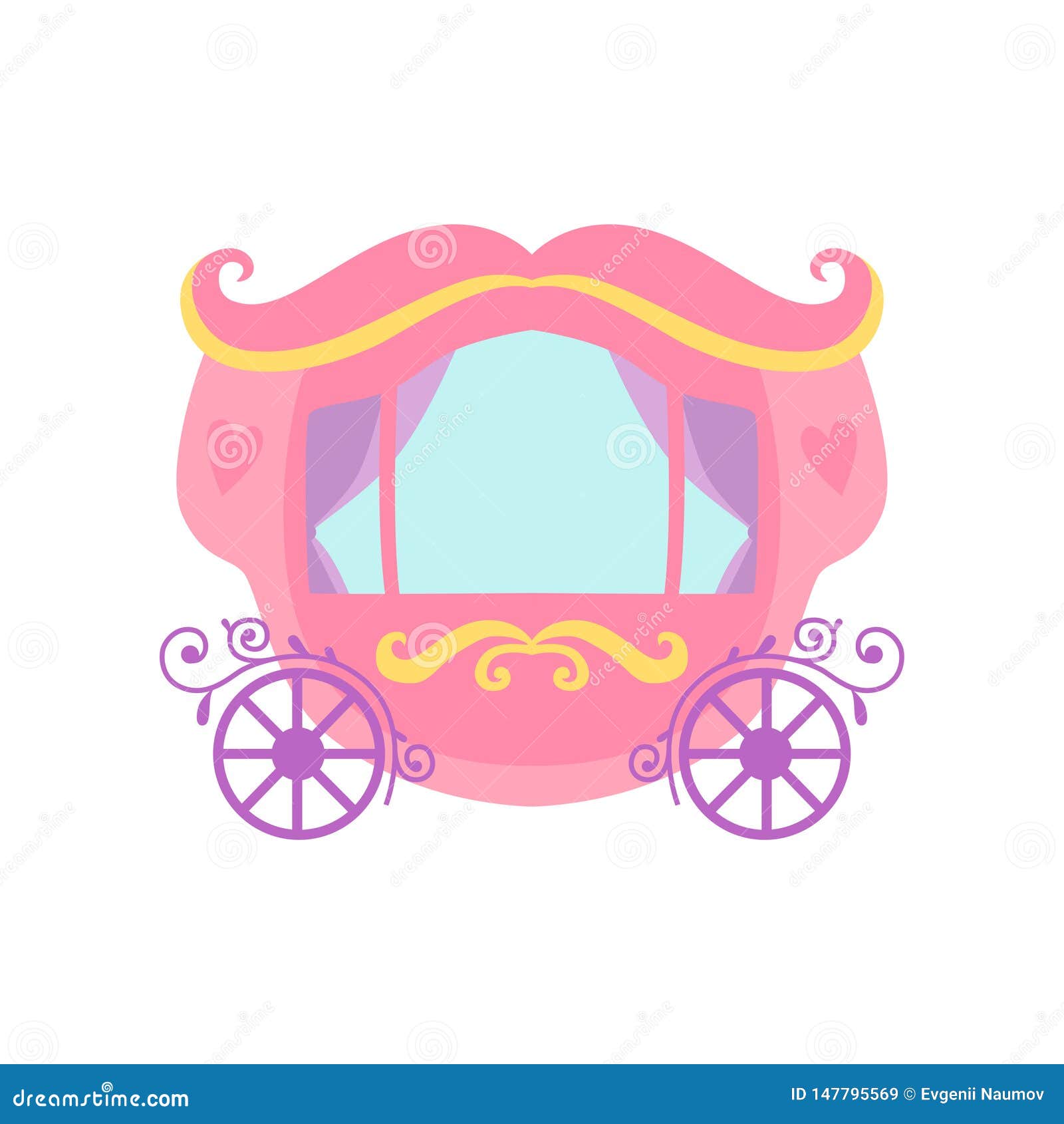 Cute Pink Princess Fairytale Carriage Cartoon Vector Illustration Stock ...