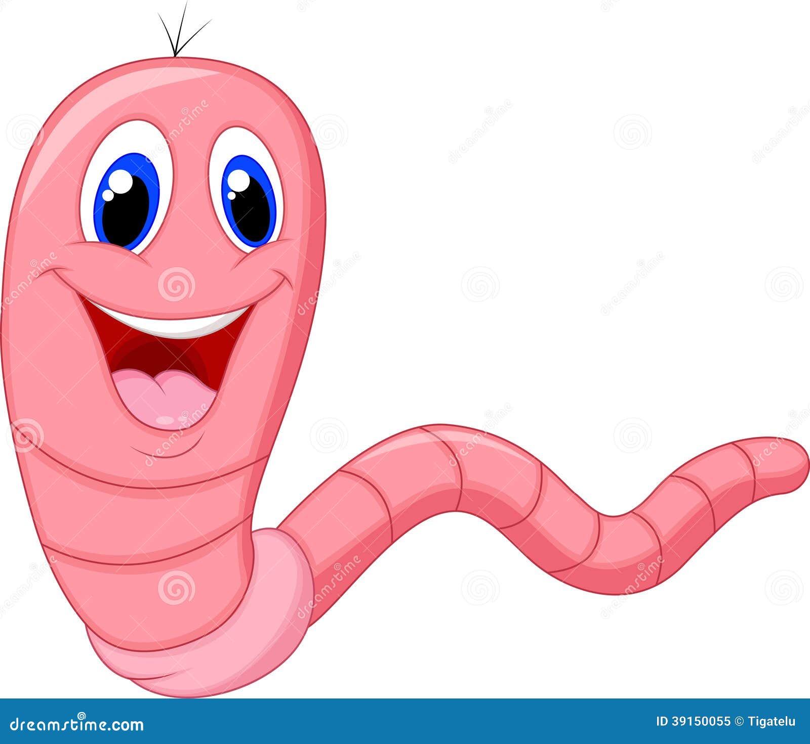 cute pink worm cartoon