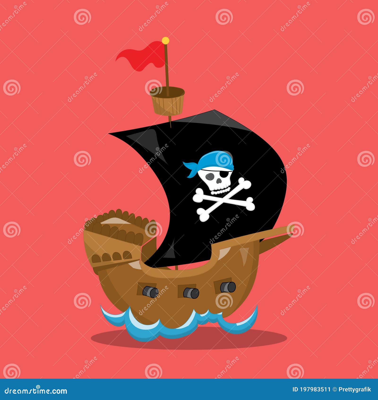 CUTE PIRATE SHIP 07 stock vector. Illustration of graphic - 197983511