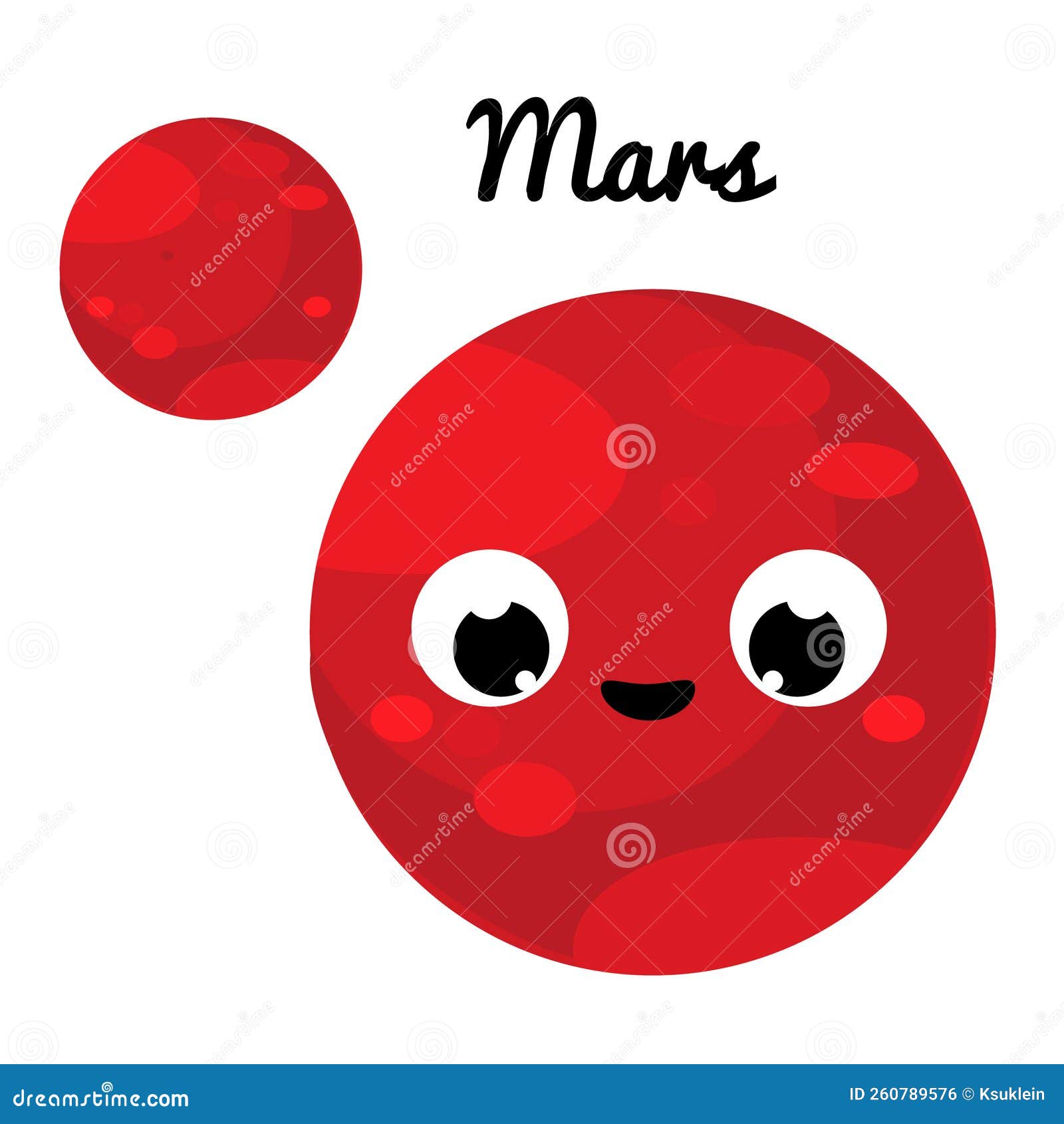 Cute planet. Cartoon Mars stock vector. Illustration of space - 260789576