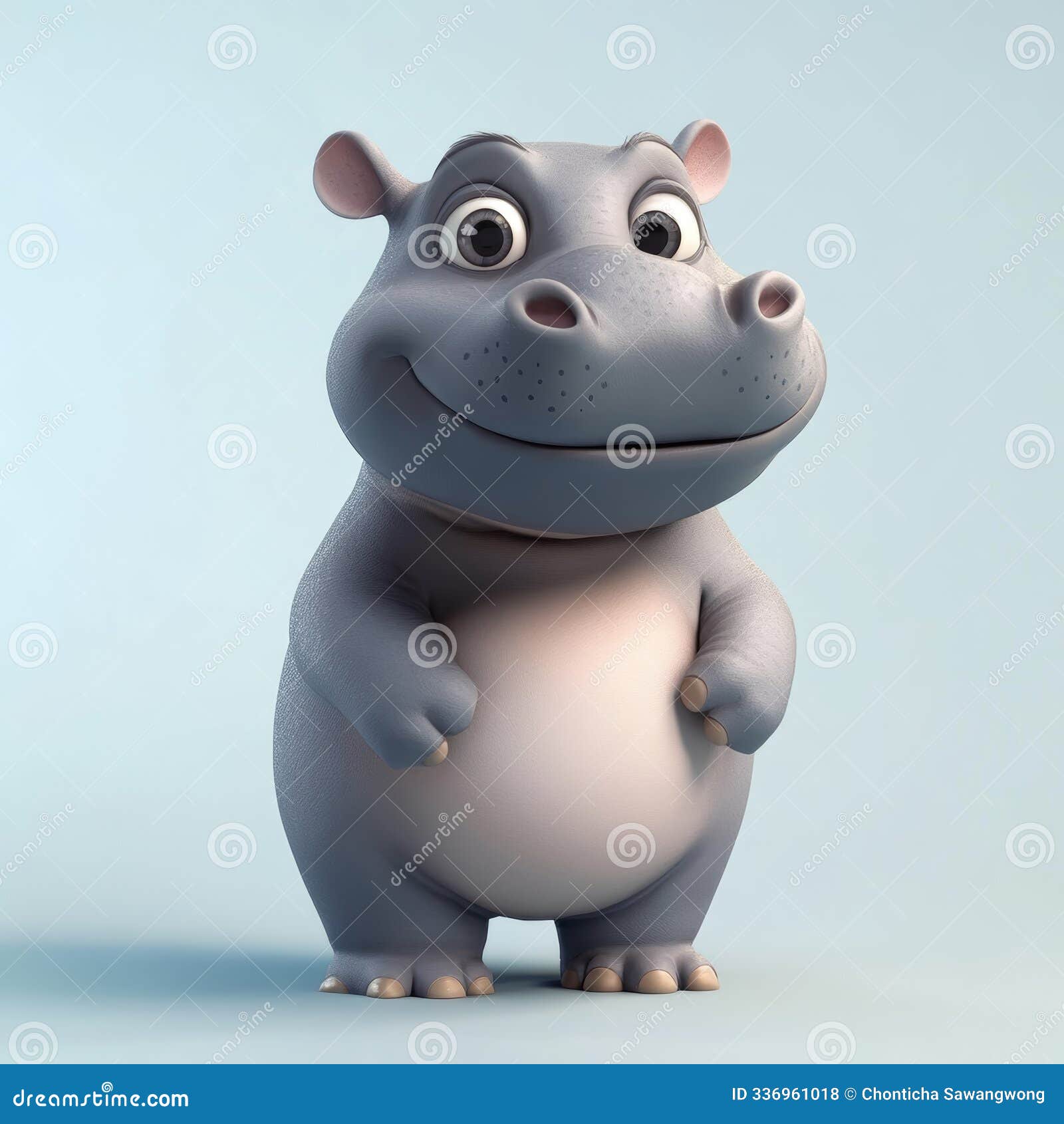 cute and playful cartoon hippo character smiles happily, perfect for children's s or playful s