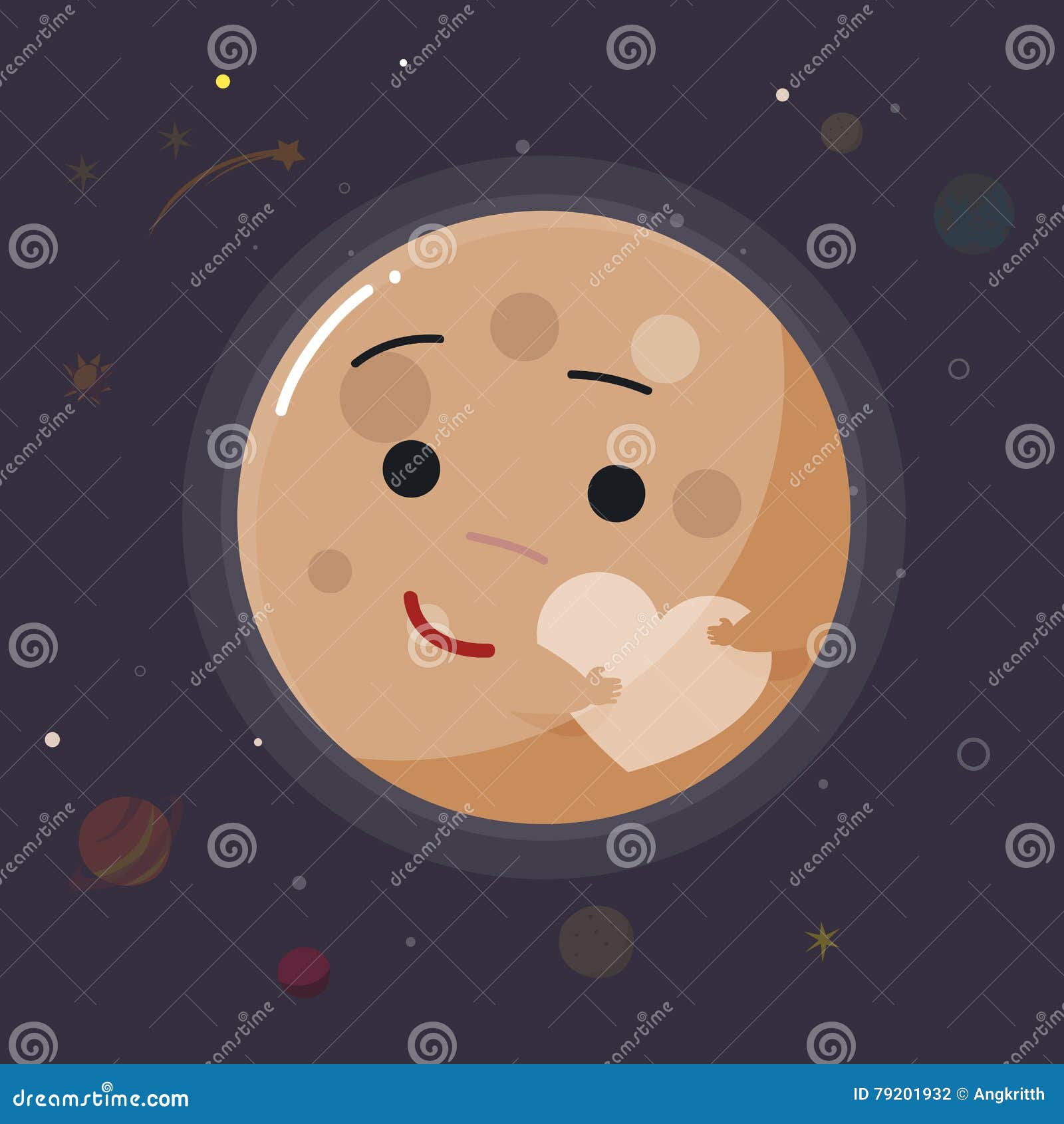 Cute pluto planet - vector stock vector. Illustration of cartoon - 79201932