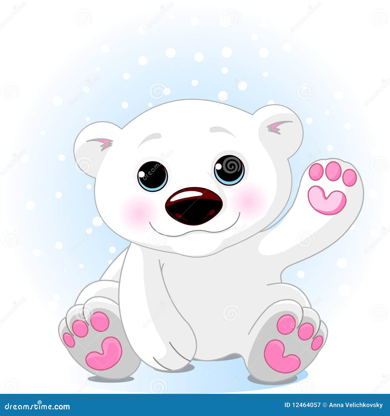 Cute Polar Bears Holding Christmas Wreath With Hand Drawn Typo Merry