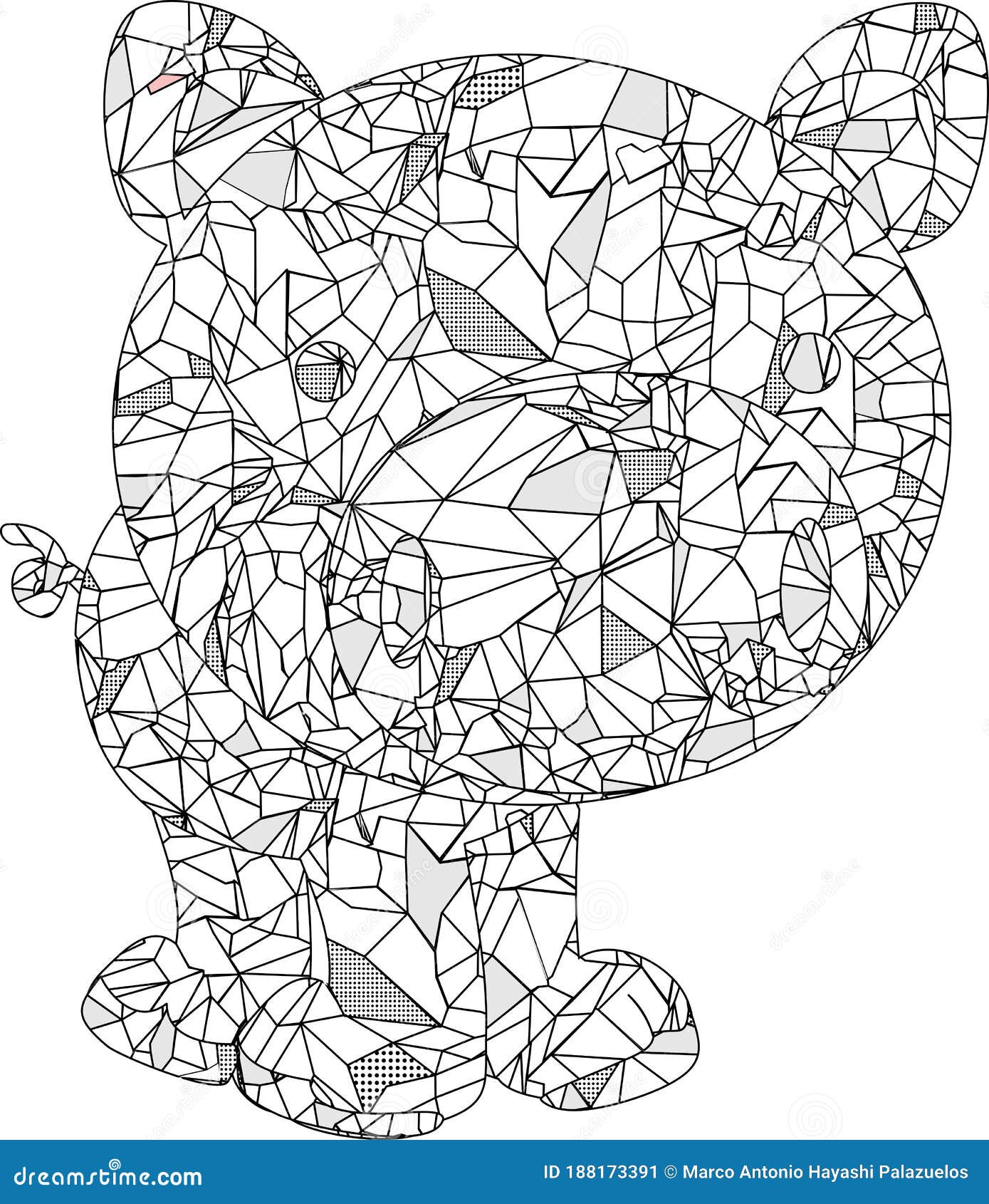 Download Cute Polygon Little Baby Pig Cartoon Mandala Stock Vector ...