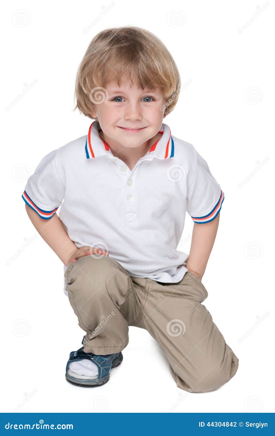 Cute Preschool Boy On The White Stock Photo - Image of handsome ...