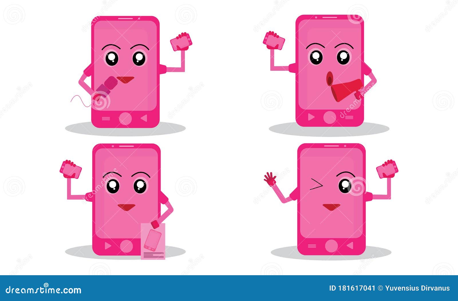 Cute And Pretty Pink Handphone Set Stock Vector Illustration Of Promotions Vectors